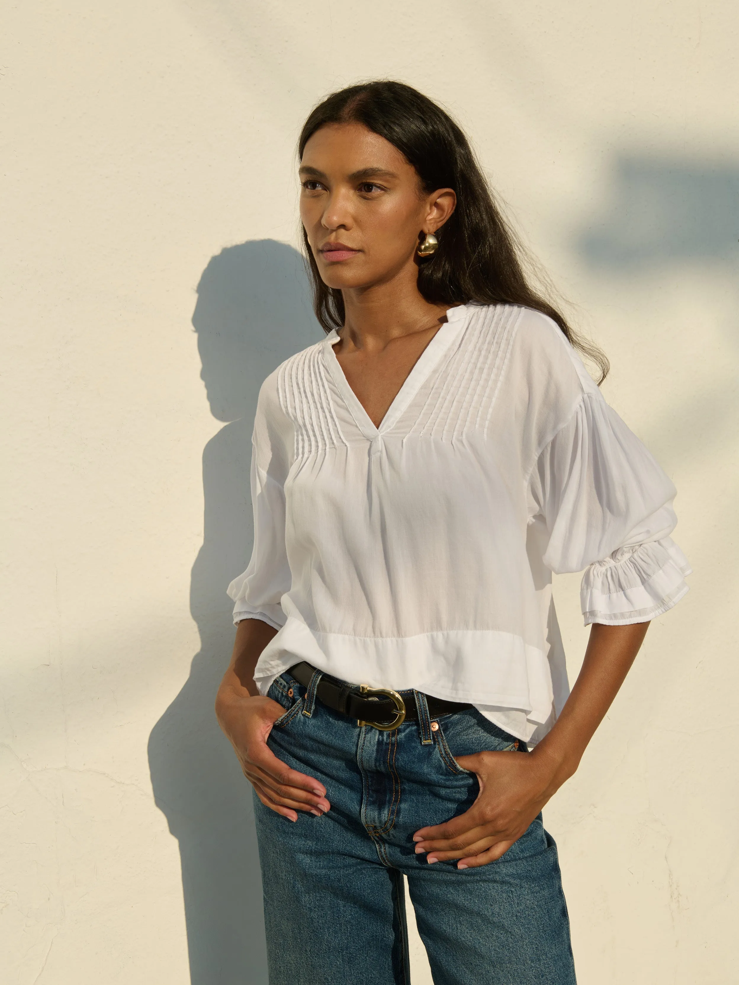 LowImpactDye Scarlet Pintuck Top