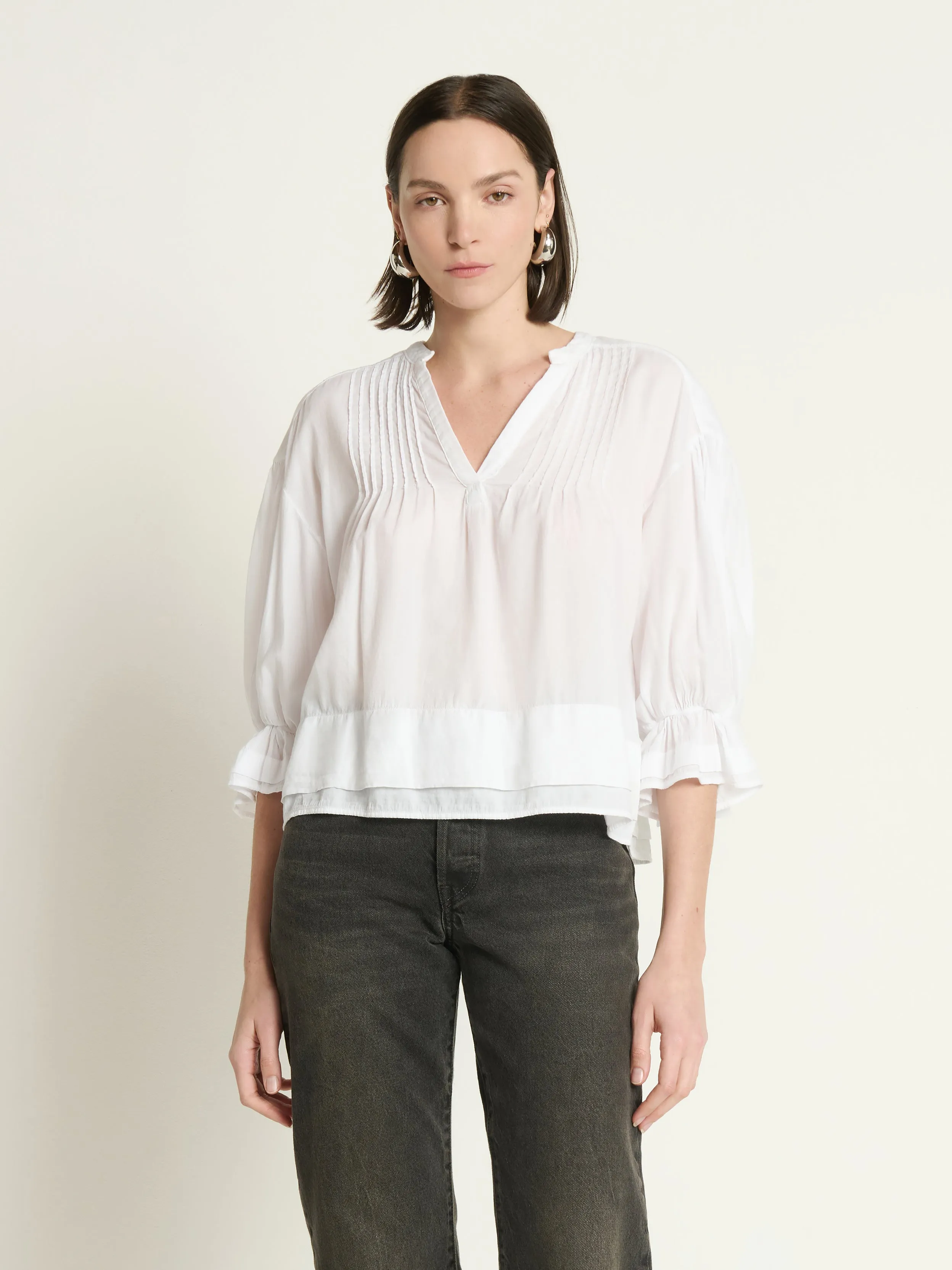 Quick Dry Wear Stretch Waist Scarlet Pintuck Top