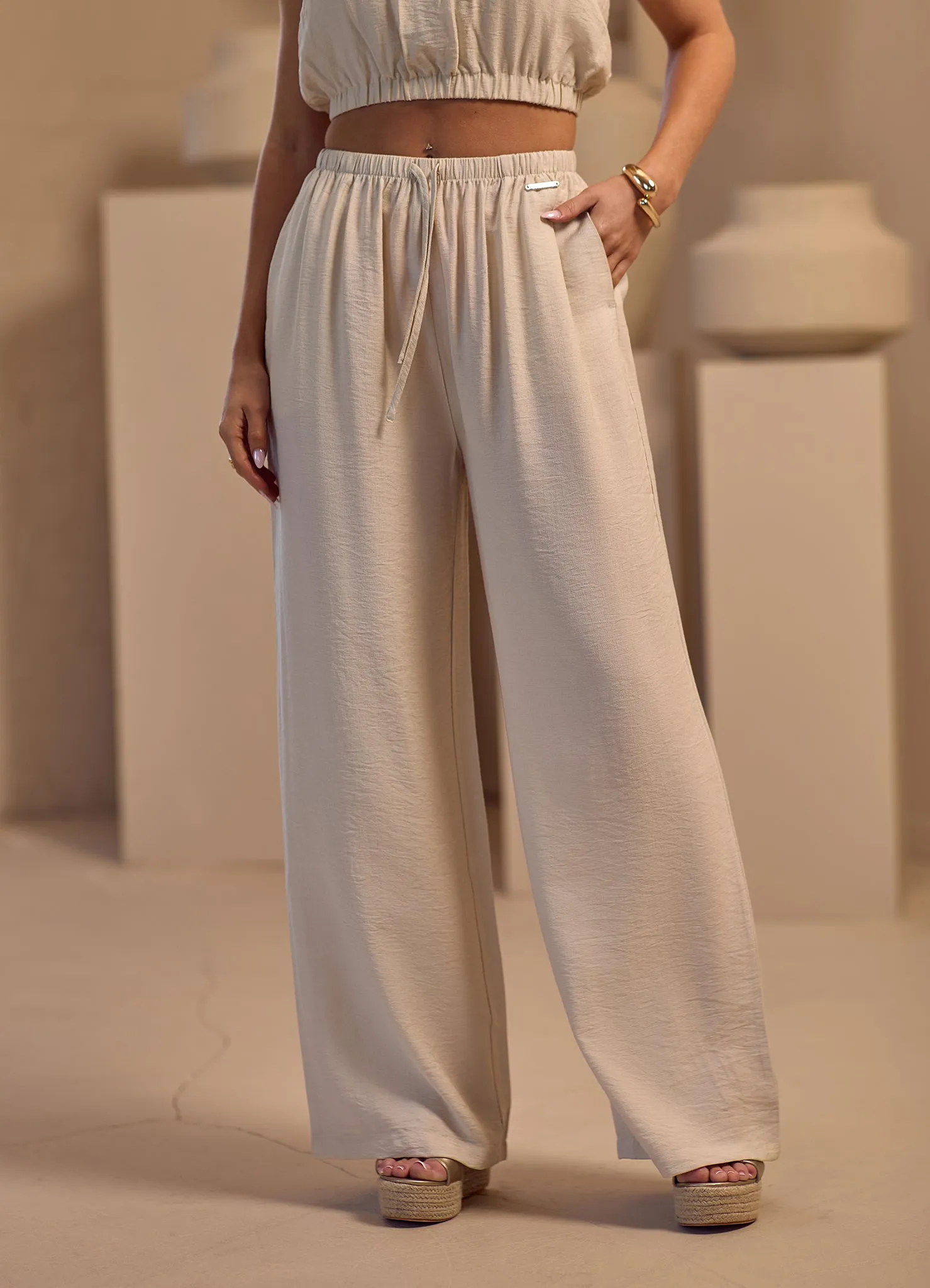 Gym King Signature Woven Trousers Petite - Warm Linen Easy Movement Relaxed Fit Design