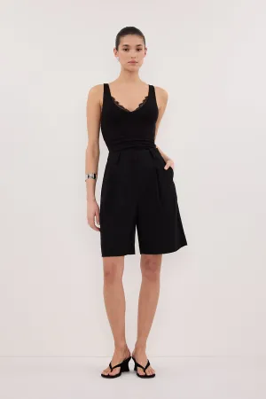 REBECCA BLACK LACE TRIM KNIT TANK Outdoor Leisure