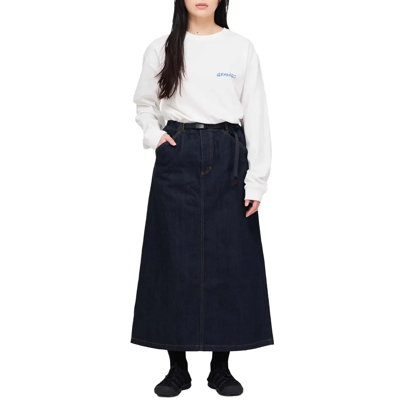 Gramicci Womens Japanese Denim Skirt Indigo High Rise