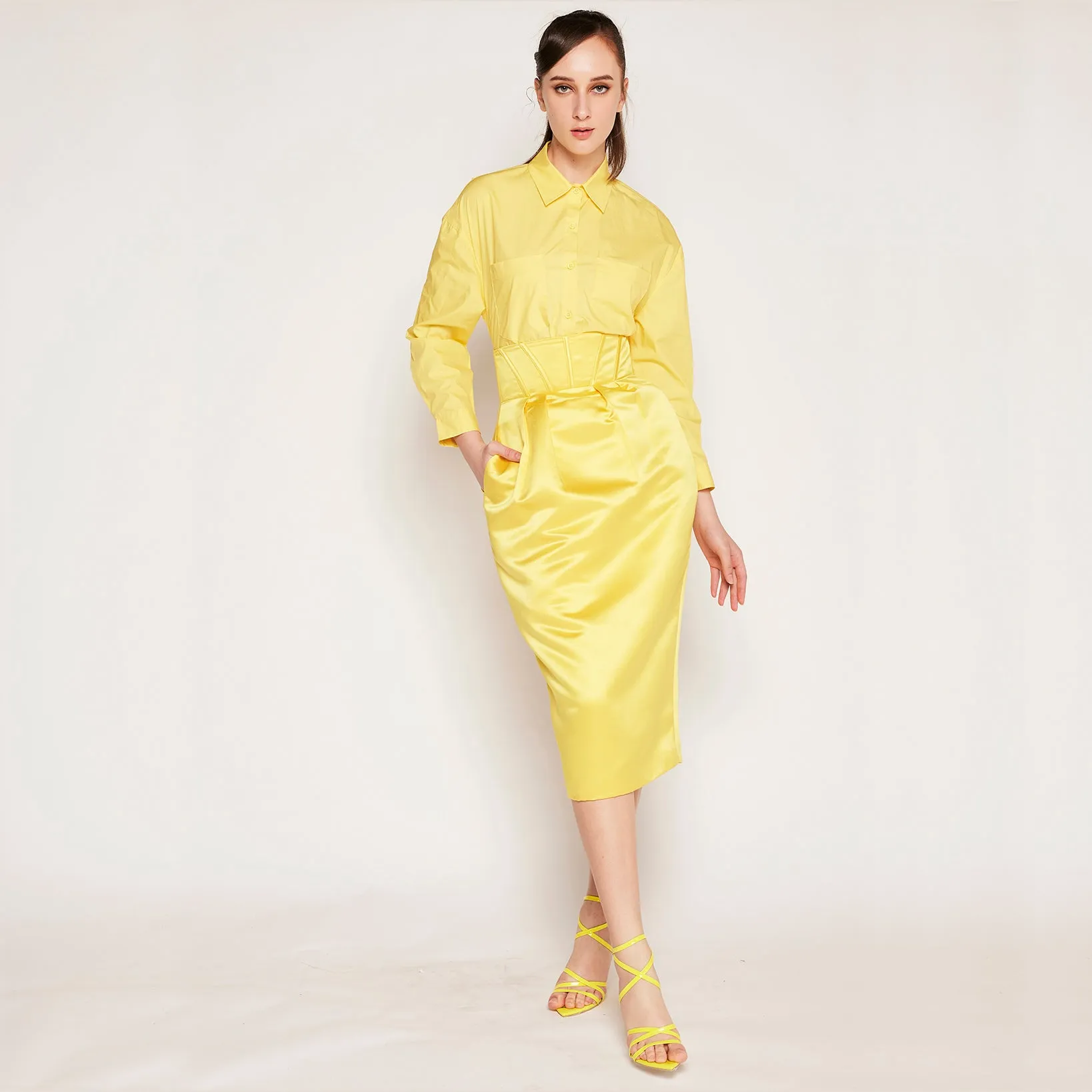 Corset Midi Skirt Minimalist Trim