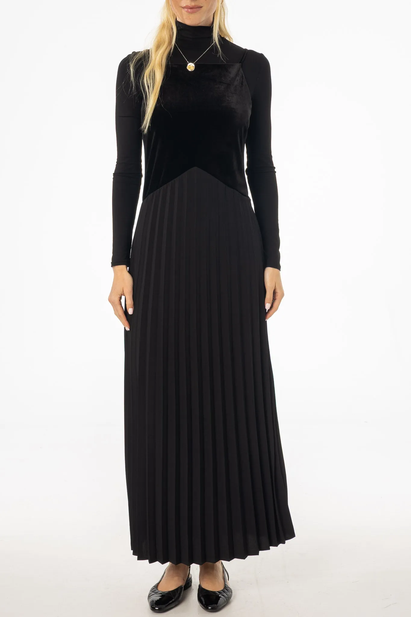 Black Two Tone Fabric Jumper Layerable Piece