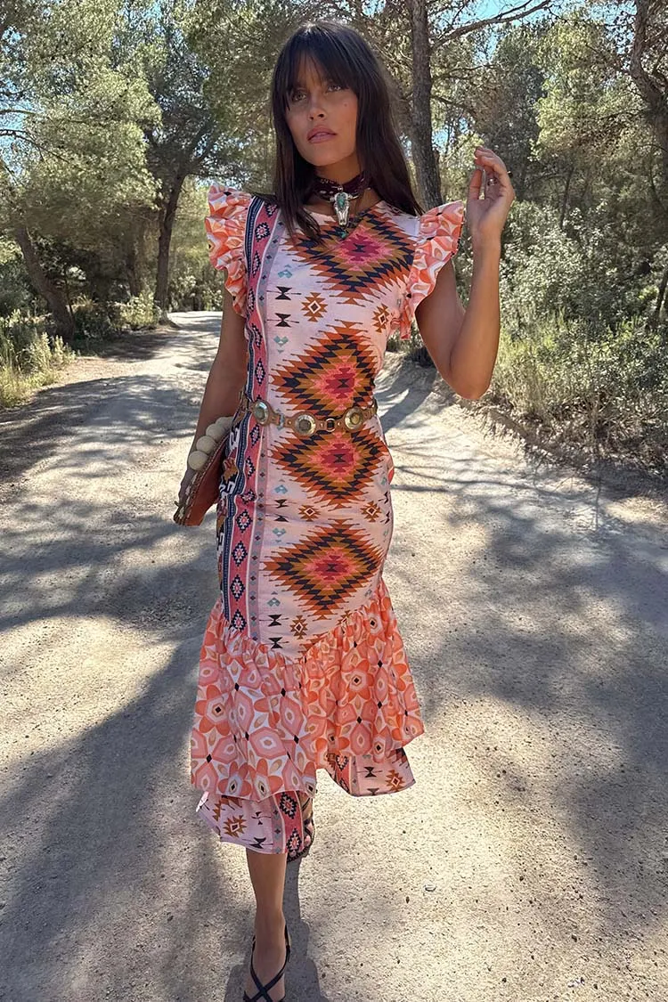 Bridget Print Frida Dress Waist-Cinching