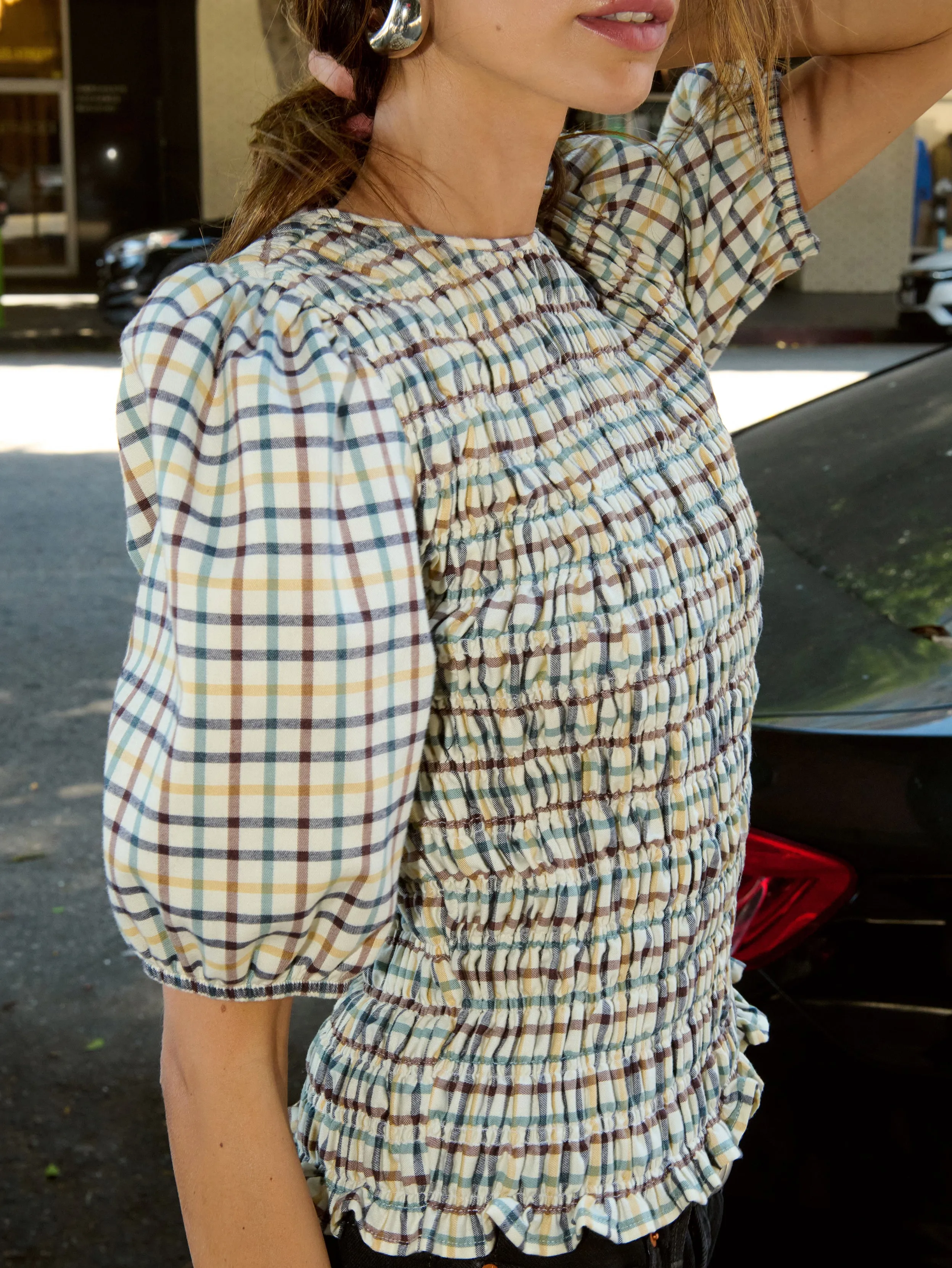 Organic Cotton Blend Brinley Smocked Top