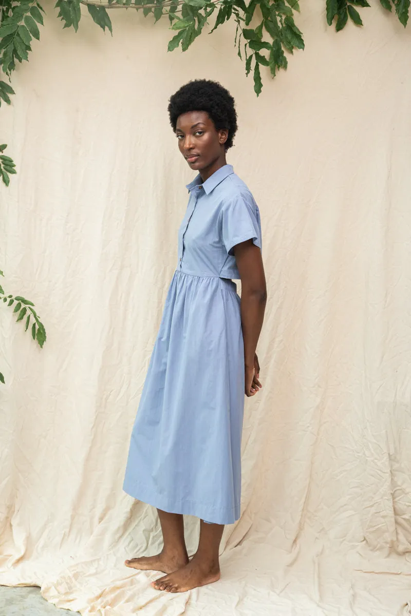 Bronwyn Organic Cotton Dress in Washed Blue Versatile Layer