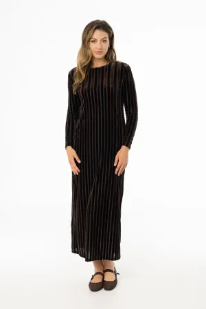 Brown Double Ribbed Velour Maxi Dress Summer Staple
