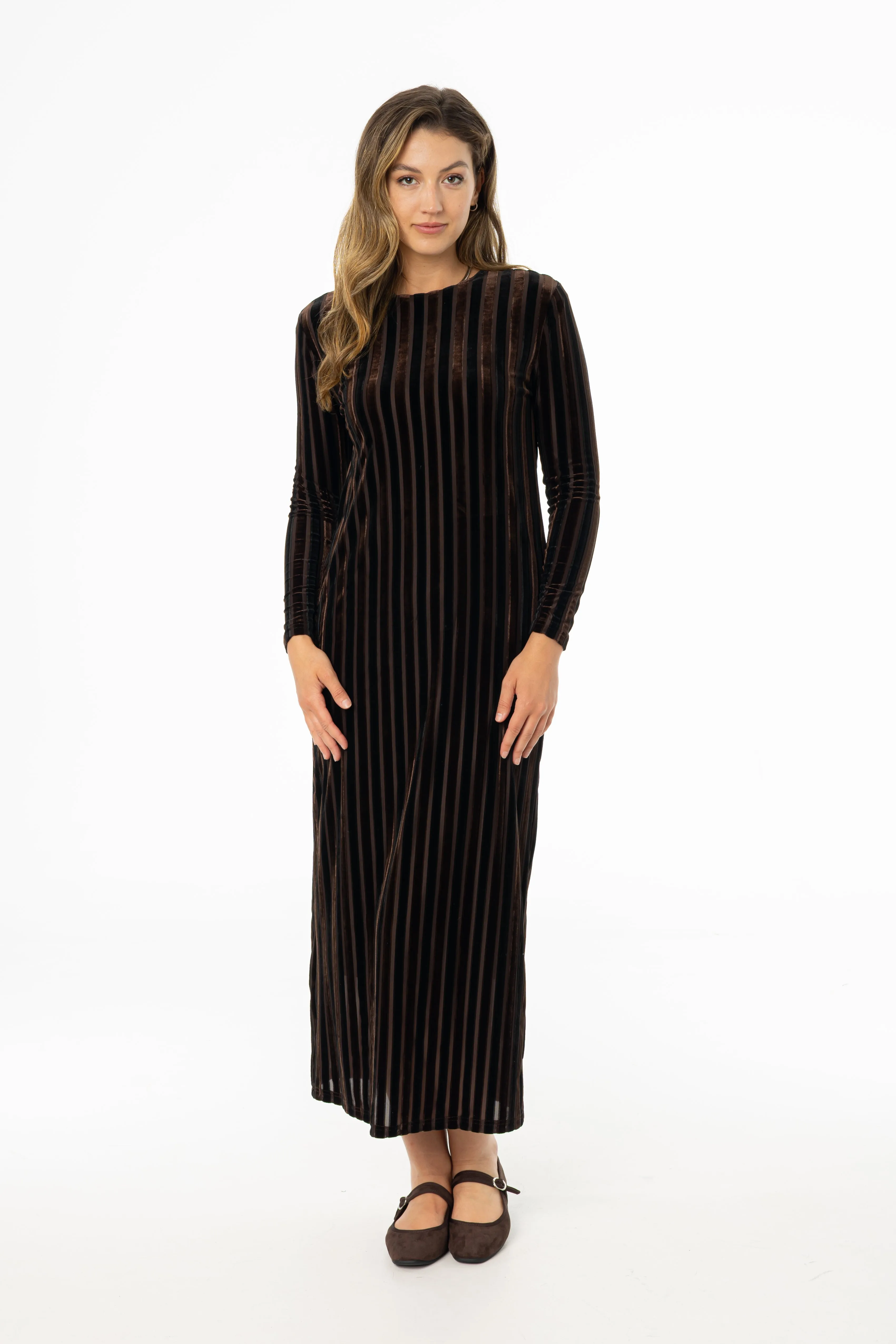 Brown Double Ribbed Velour Maxi Dress Summer Staple