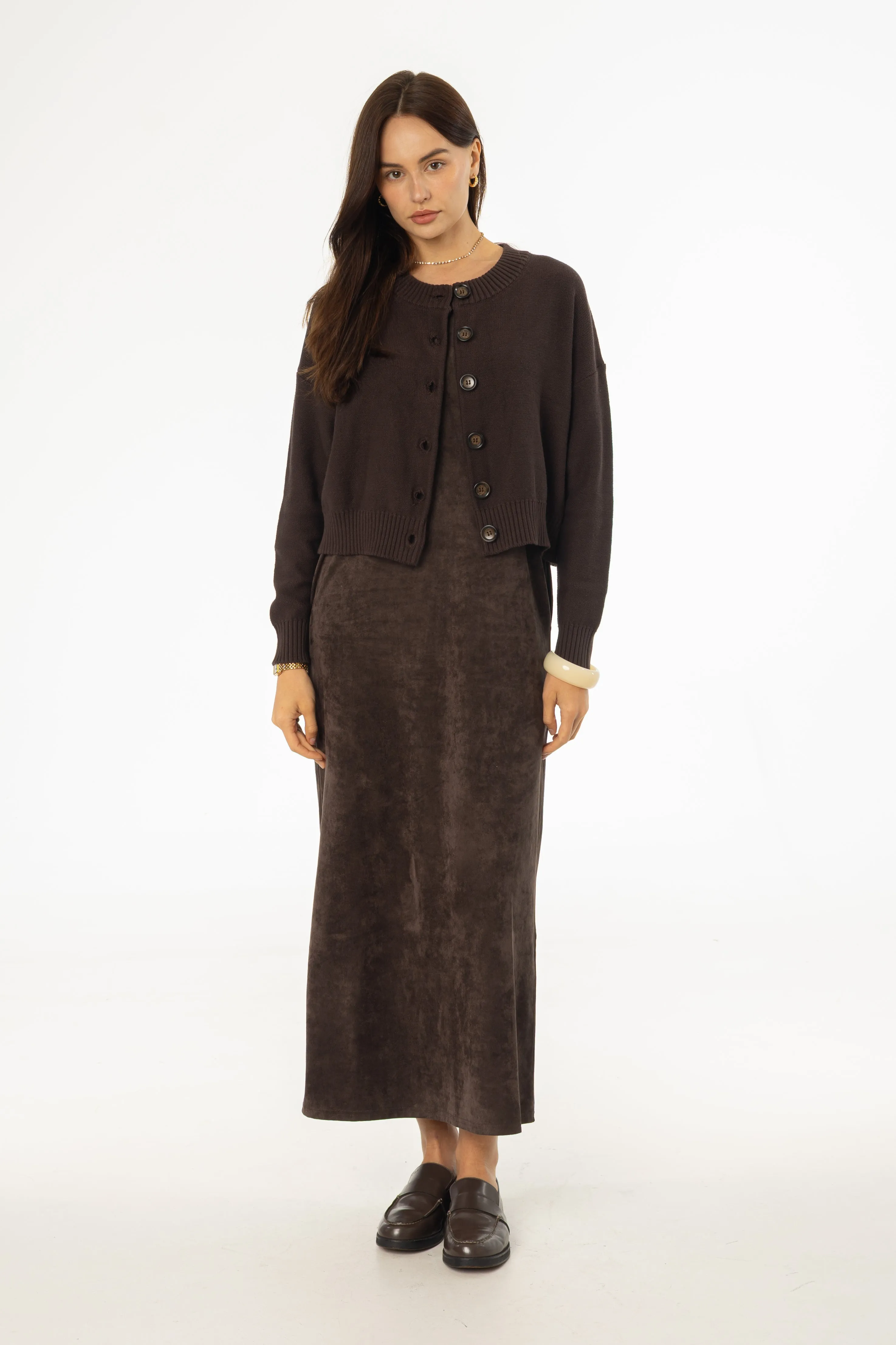 Brown Microsuede Maxi Jumper Live Soft