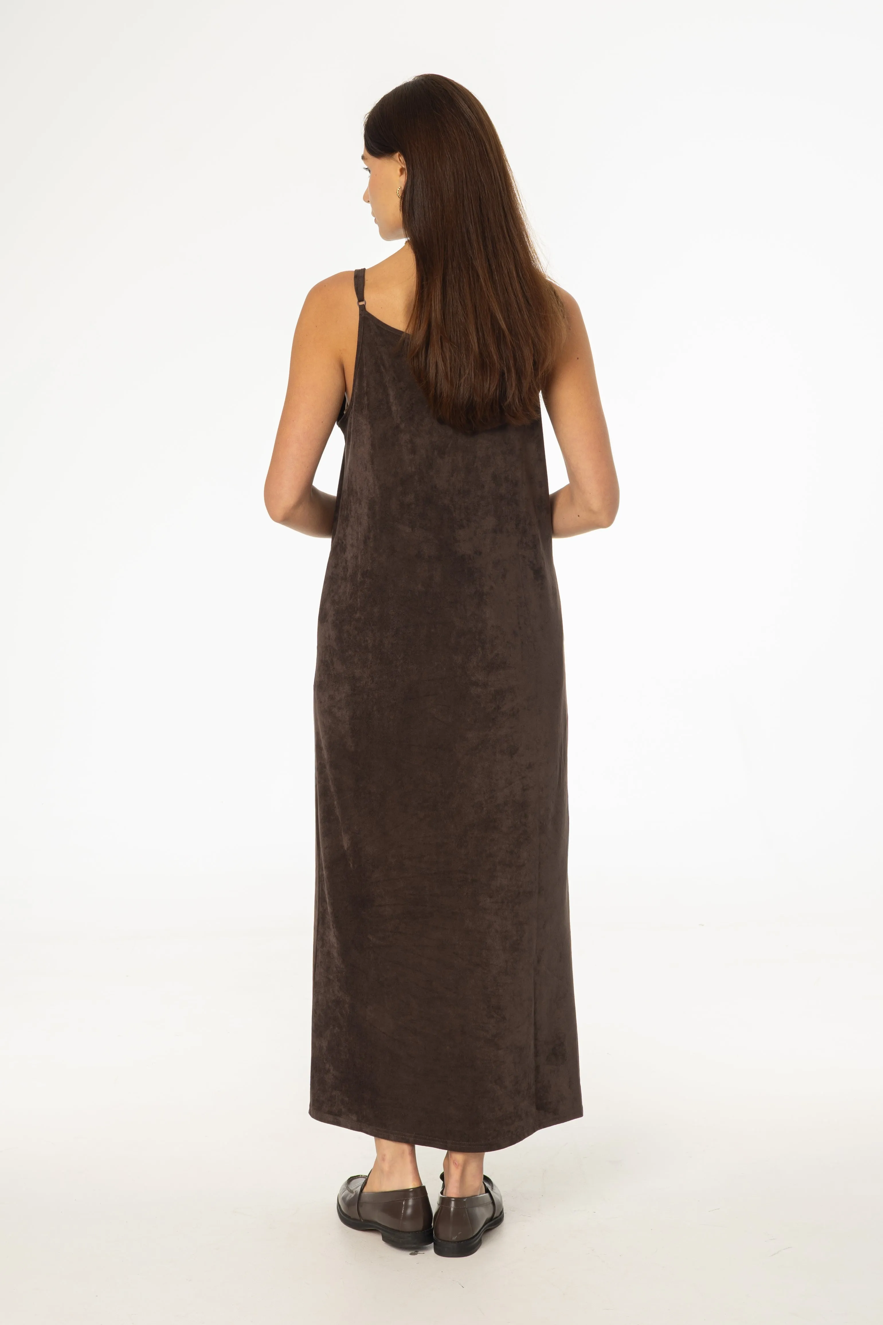 Cozy Fit Brown Microsuede Maxi Jumper