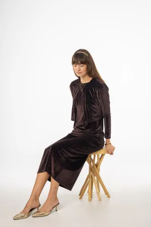 Brown Ribbed Velour Jumper Daily Chic Outfit Core