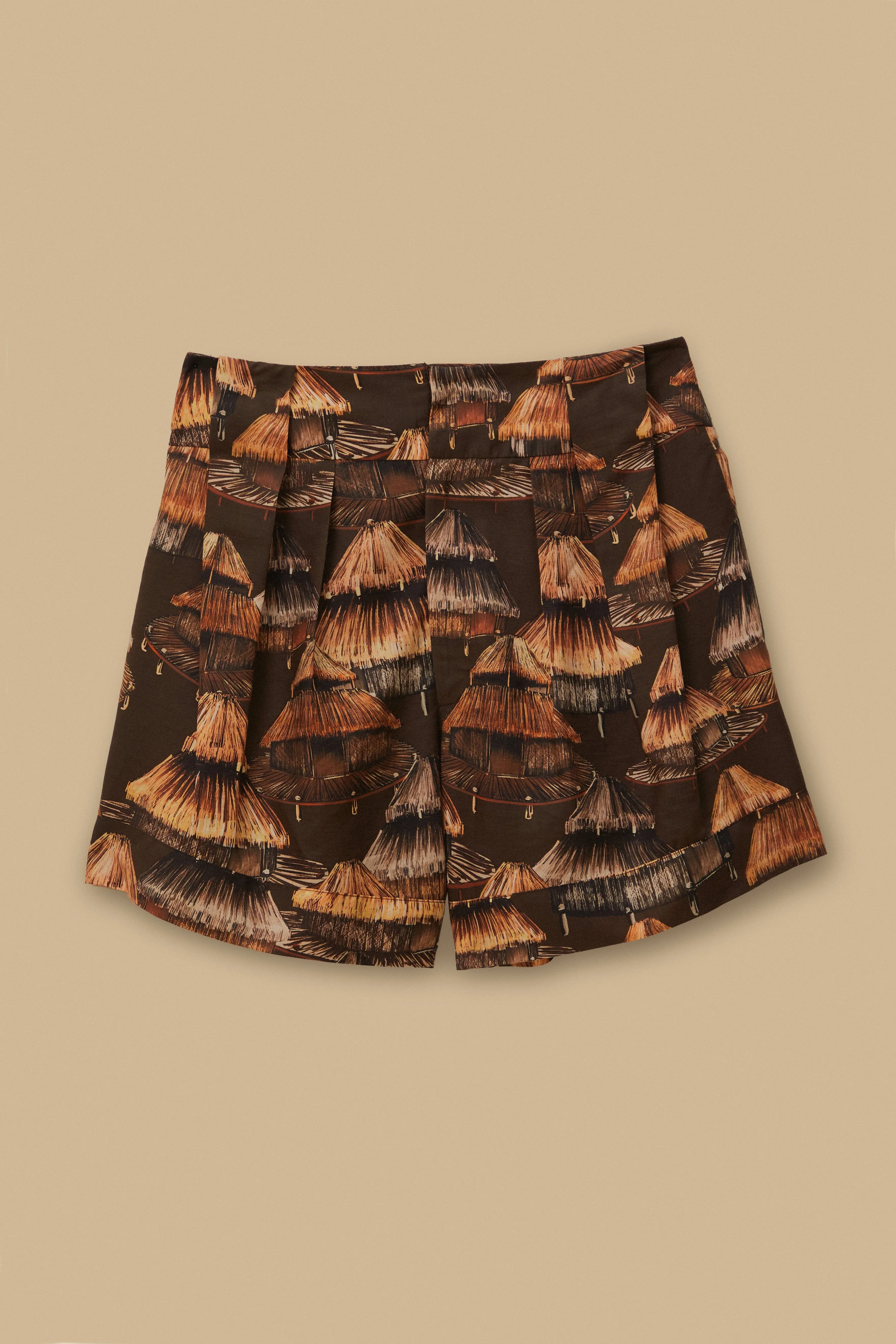 Brown Shuhu Short Moisture Wicking Material