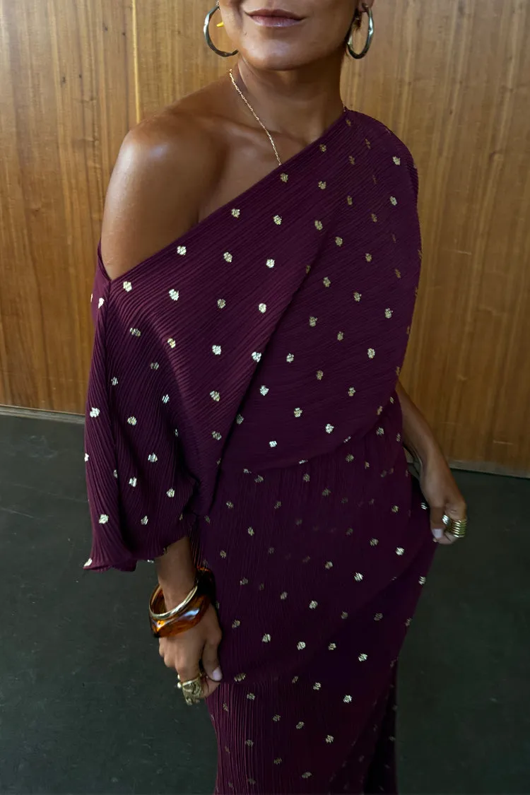 Burgundy Tilly Dress Comfortable Silhouette Church Scene