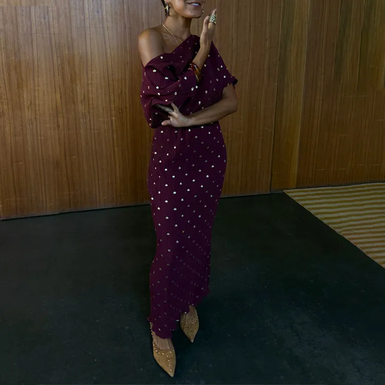 Burgundy Tilly Dress Fitted Mood