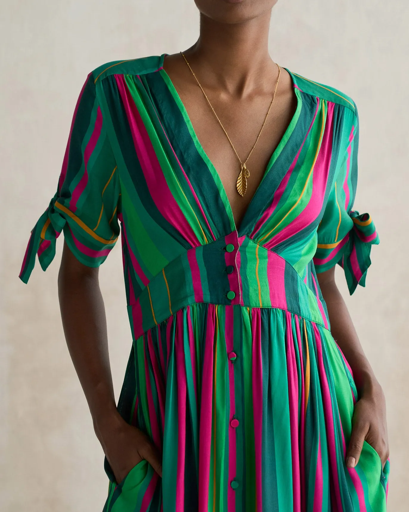 Button Down Dress - Multi Chic Statement Party Safe