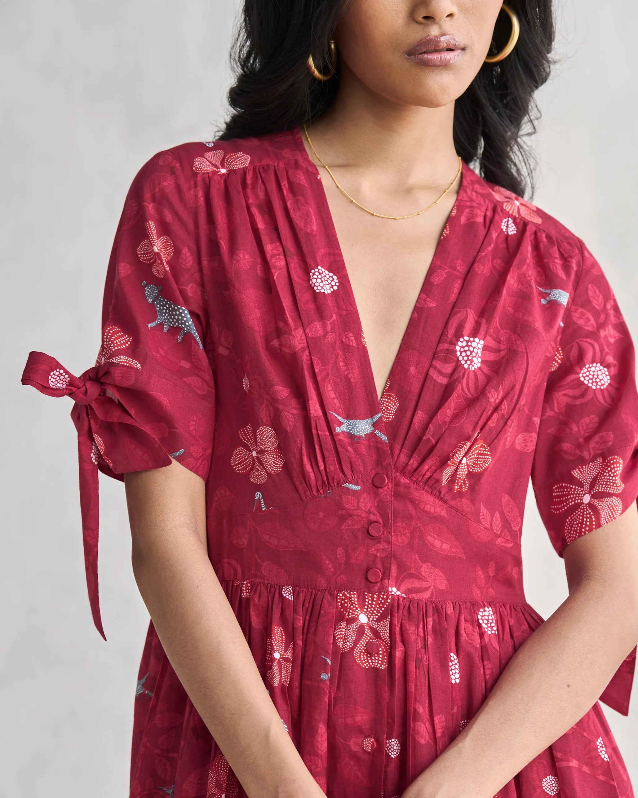 Button Down Dress - Red Sage Detail Pure Shape