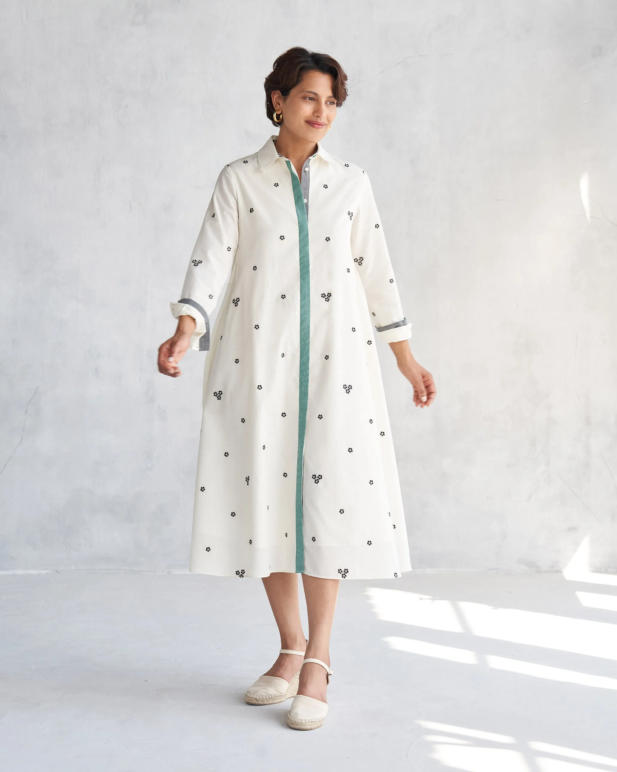 Work or Play Statement Mood Button Front Dress - Ivory