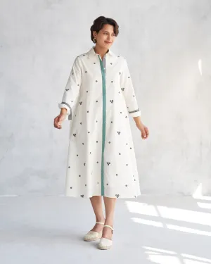 Work or Play Statement Mood Button Front Dress - Ivory