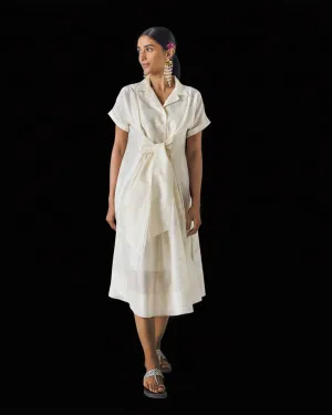 Cadeau Dress - Ivory & Silver Print Weekend Chic Comfortable Shape