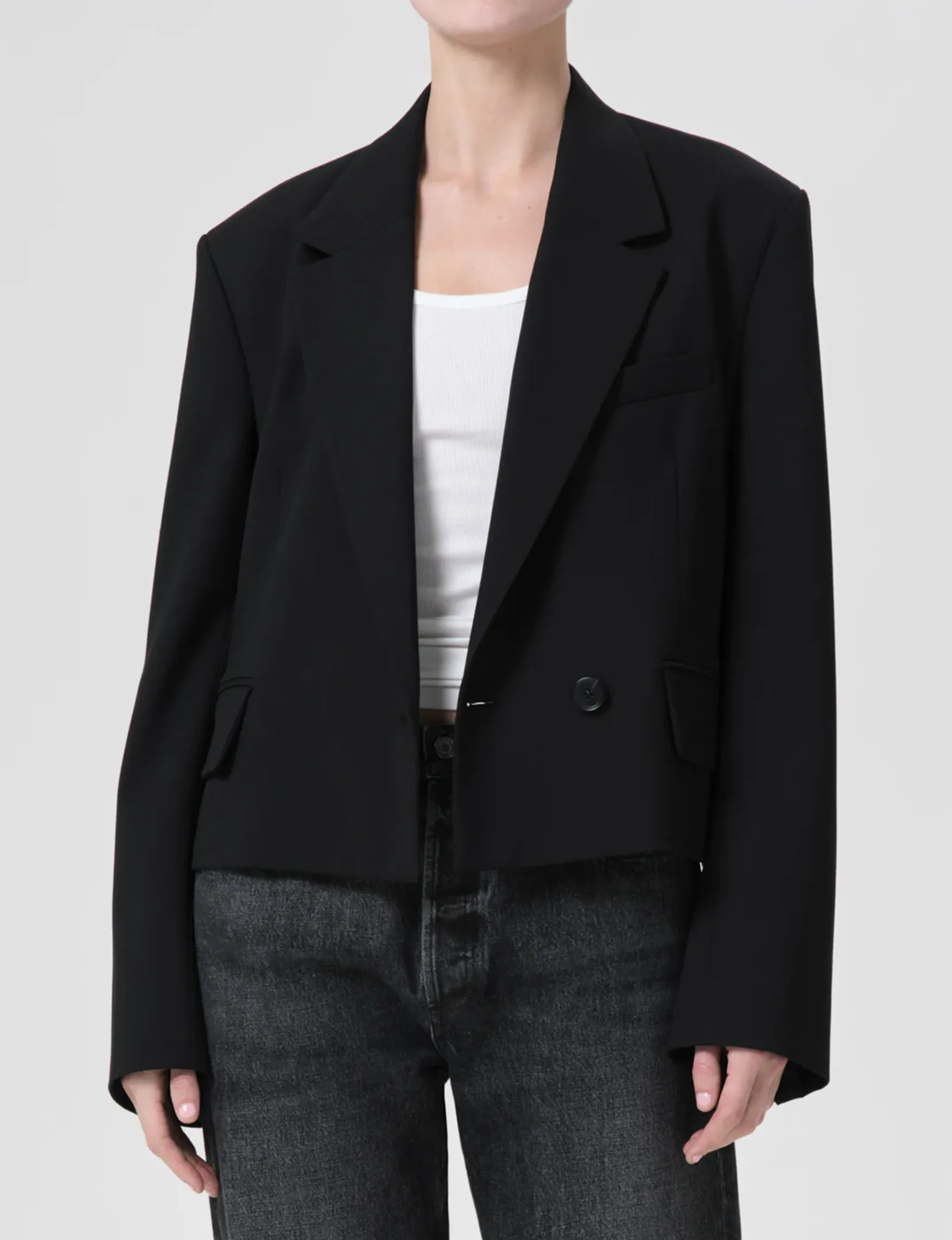 All Year Callie Cropped Blazer, Black