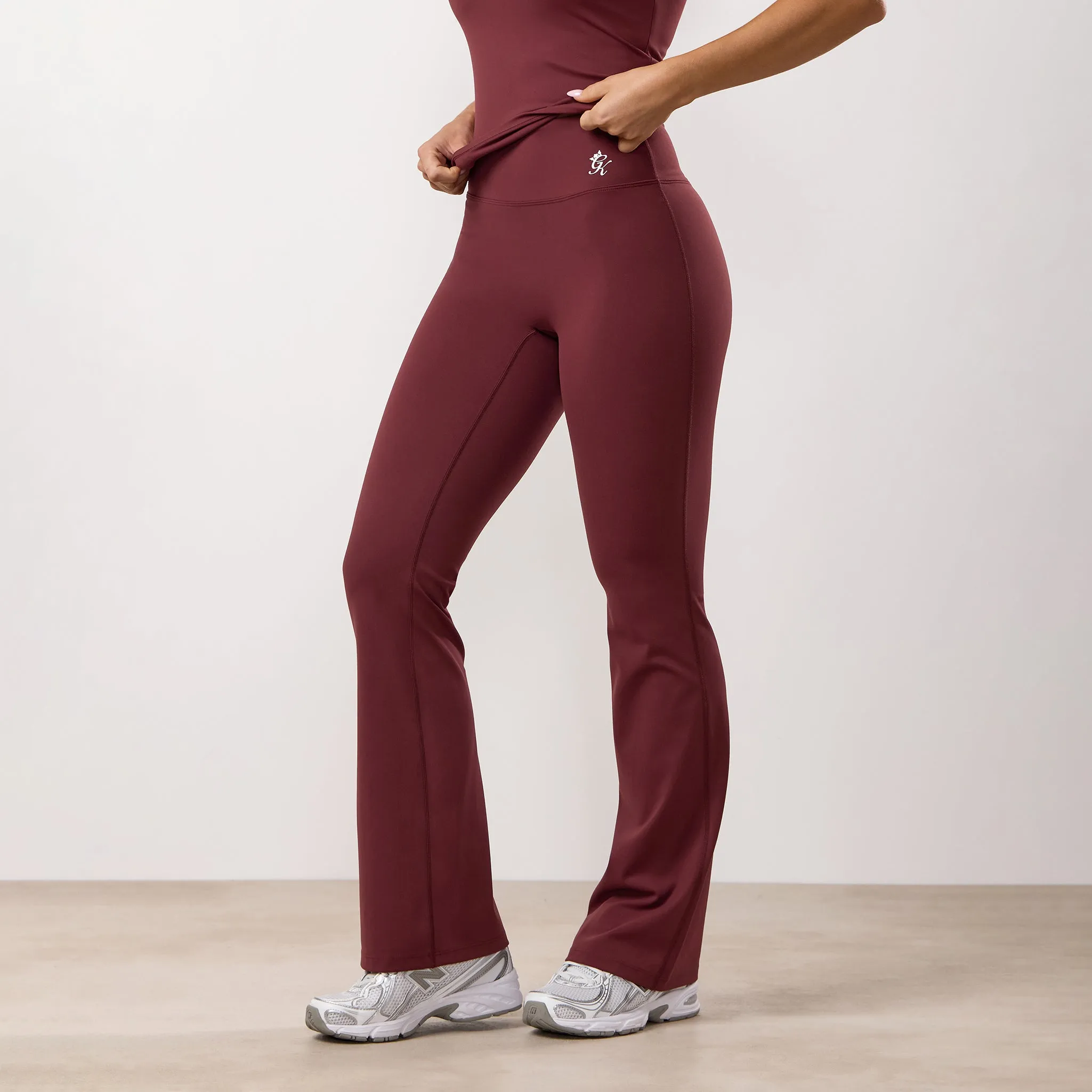 Gym King 365 Flared Yoga Legging Petite - Burgundy Four Way Cycling Trip Timeless Comfort Wear