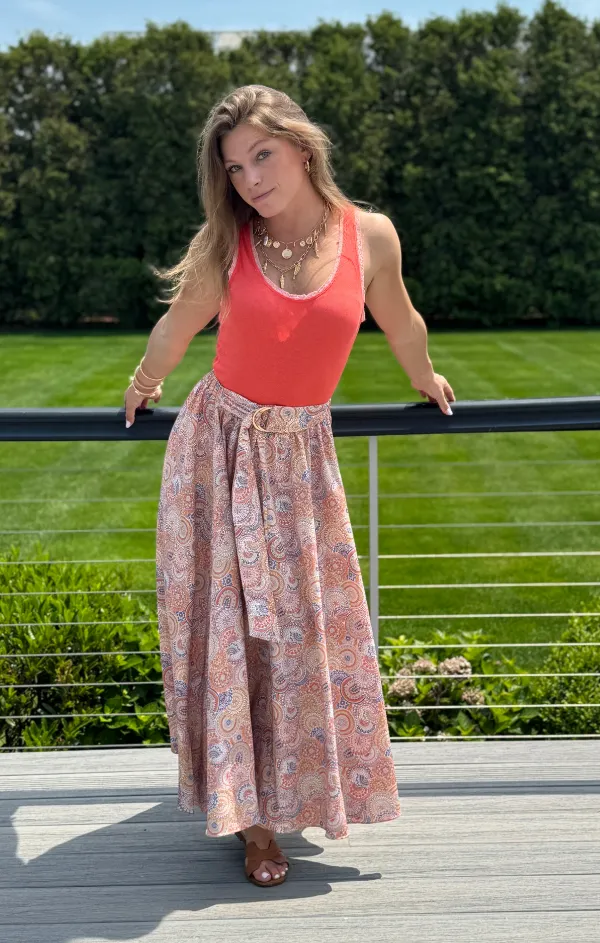 Camryn Summer Skirt Bold Cut Hemp Blend