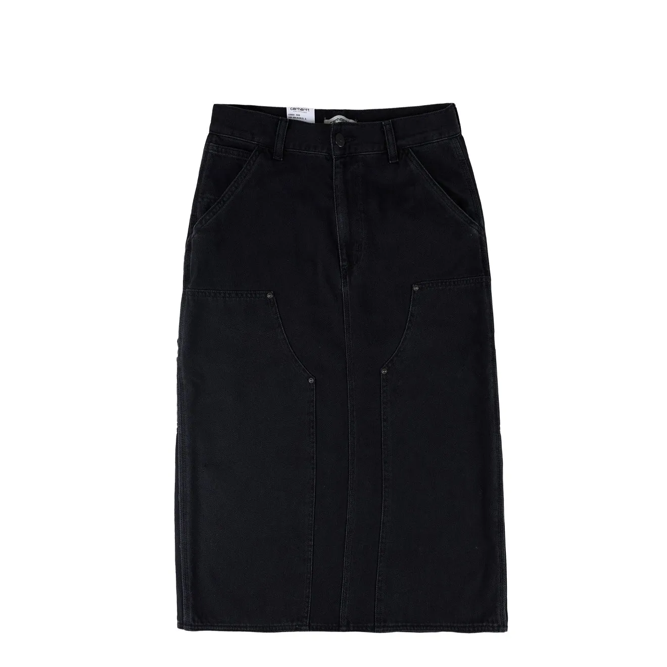 Carhartt WIP Womens Double Knee Skirt Black Stone Washed Stretch Material