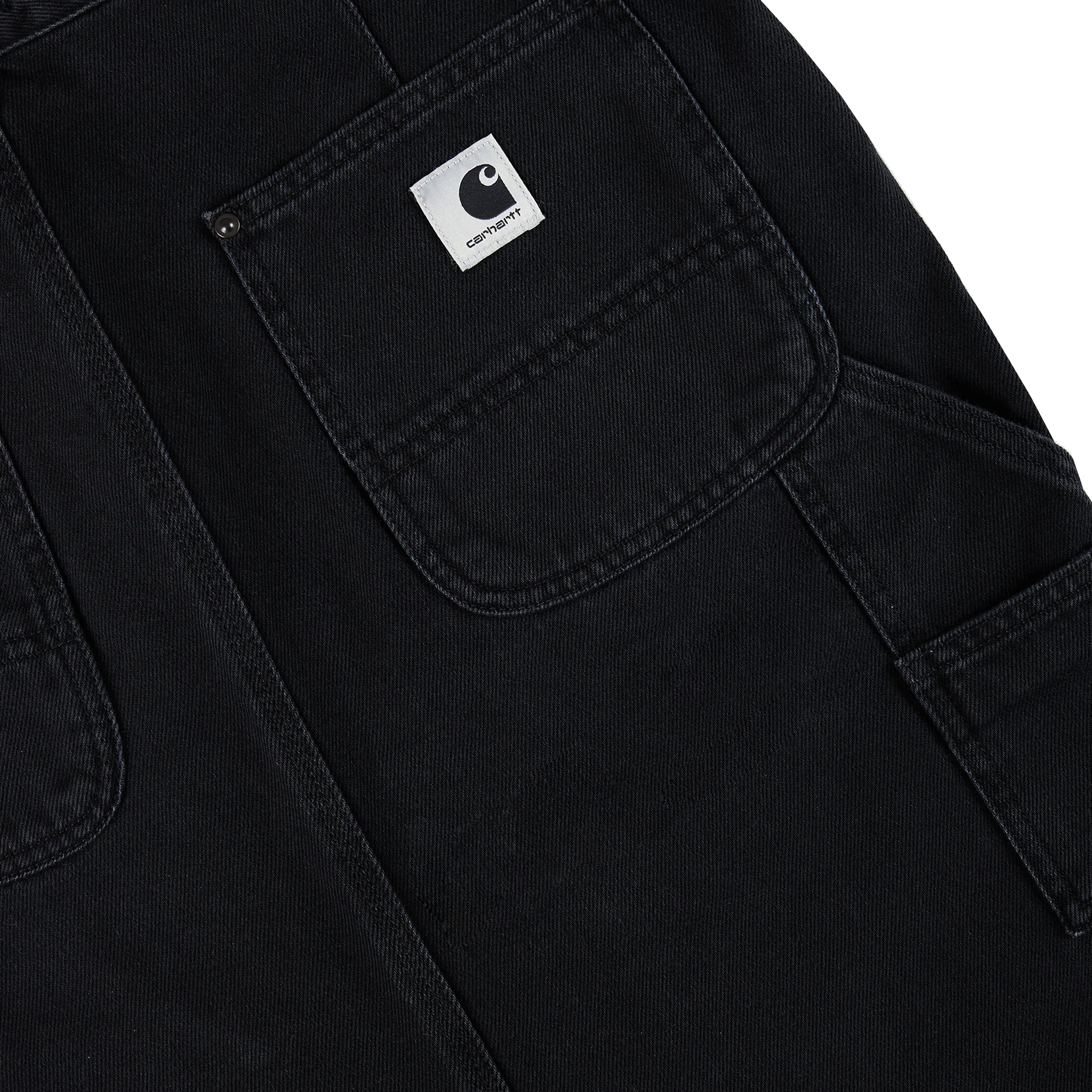 Carhartt WIP Womens Double Knee Skirt Black Stone Washed Active Wear Asymmetrical Cut