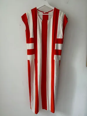 Carol Organic Cotton Dress in Cream and Paprika S Preloved Bohemian style