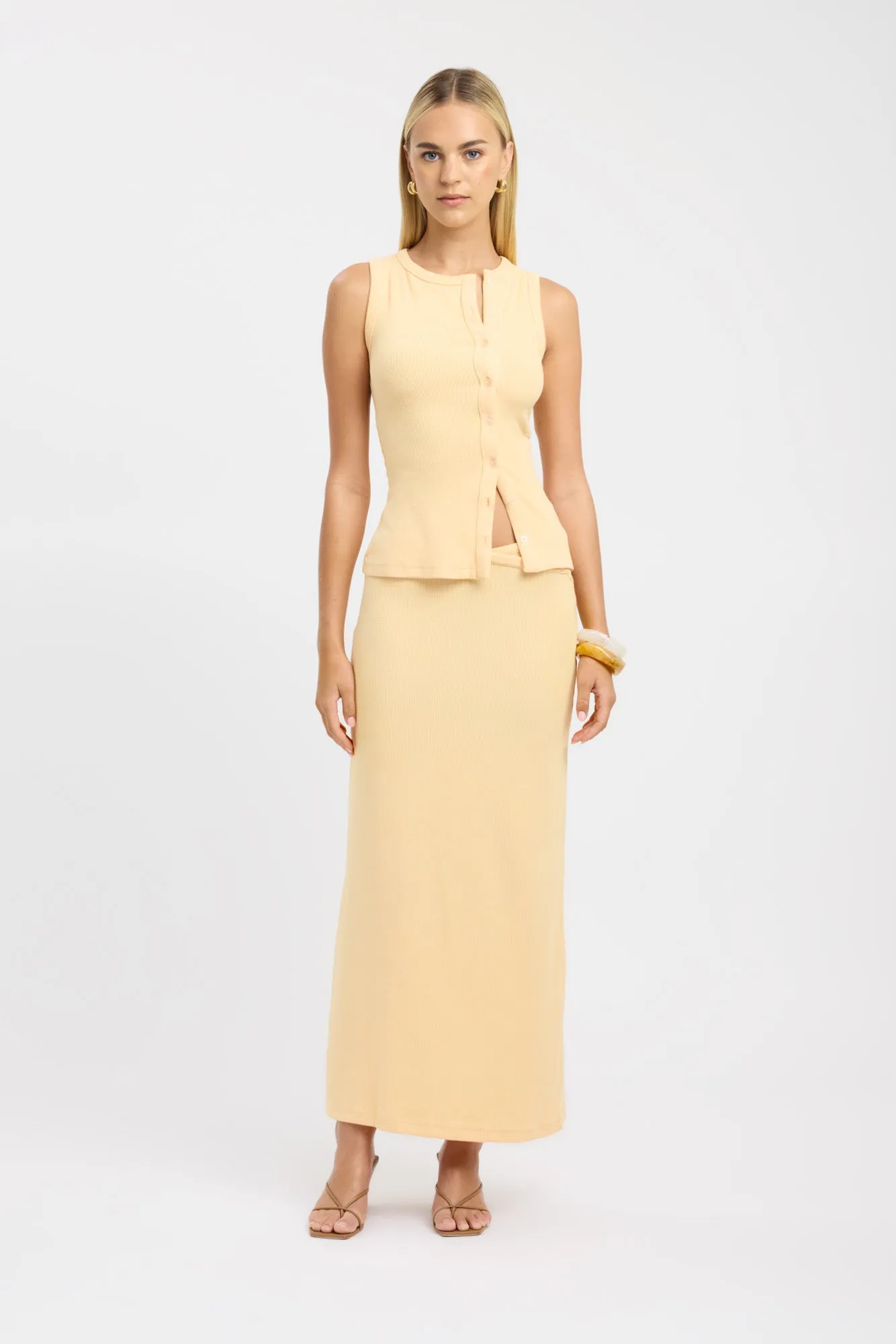 Carter Maxi Skirt Twist Front Contoured Waist