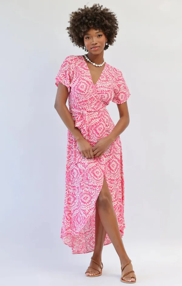 Slit Detail Castaway Wrap Dress