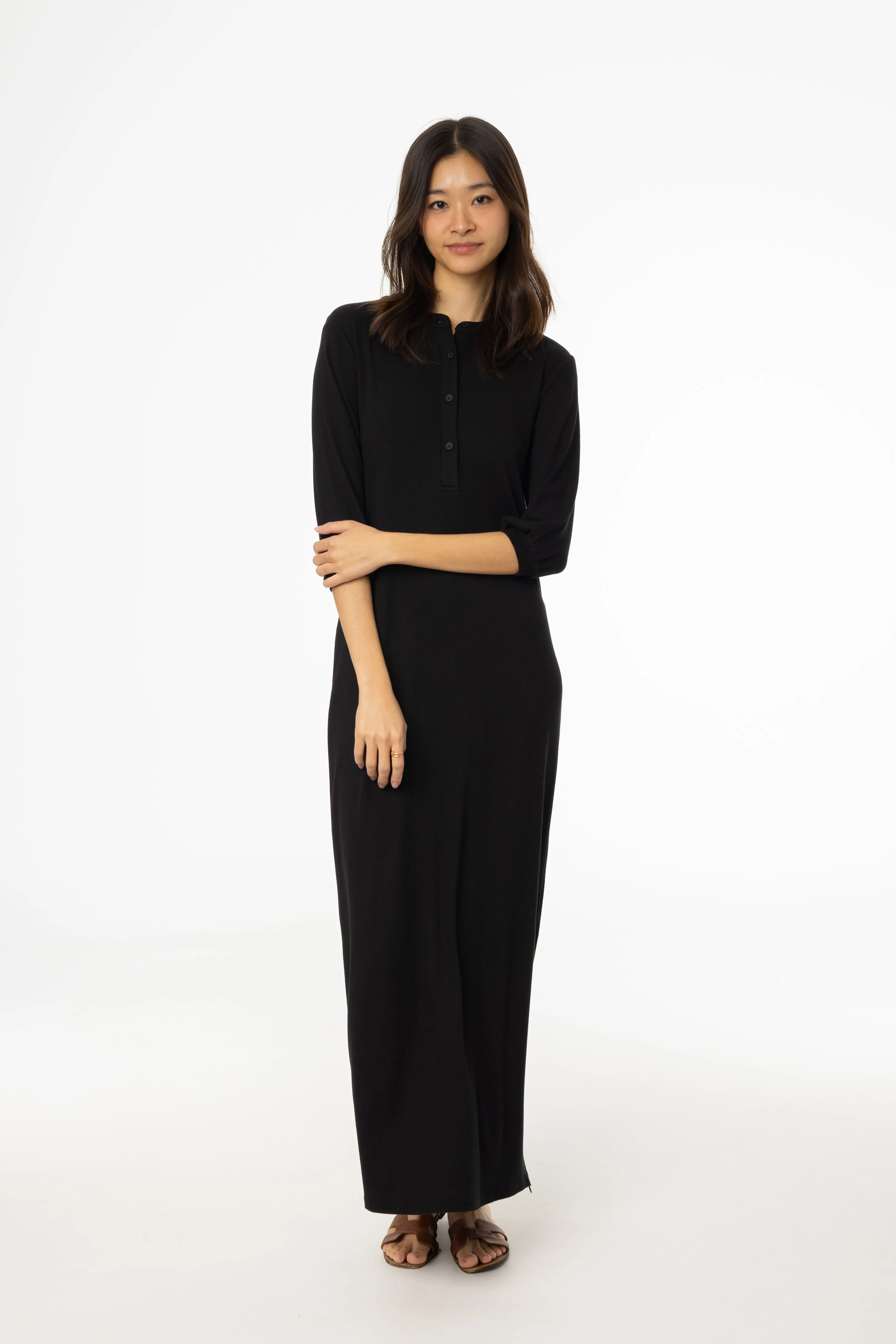 Sister Charm Black 3/4 Sleeve Maxi Dress