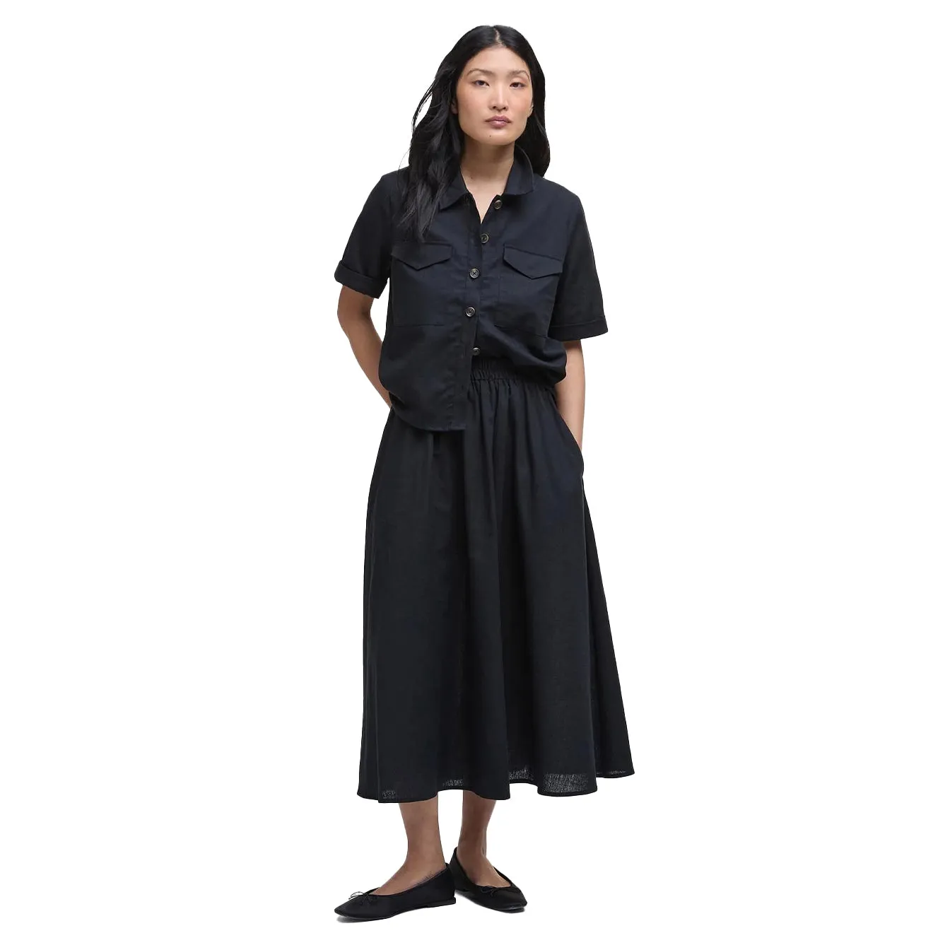 Barbour Womens Elsie Midi Skirt Black City Mood