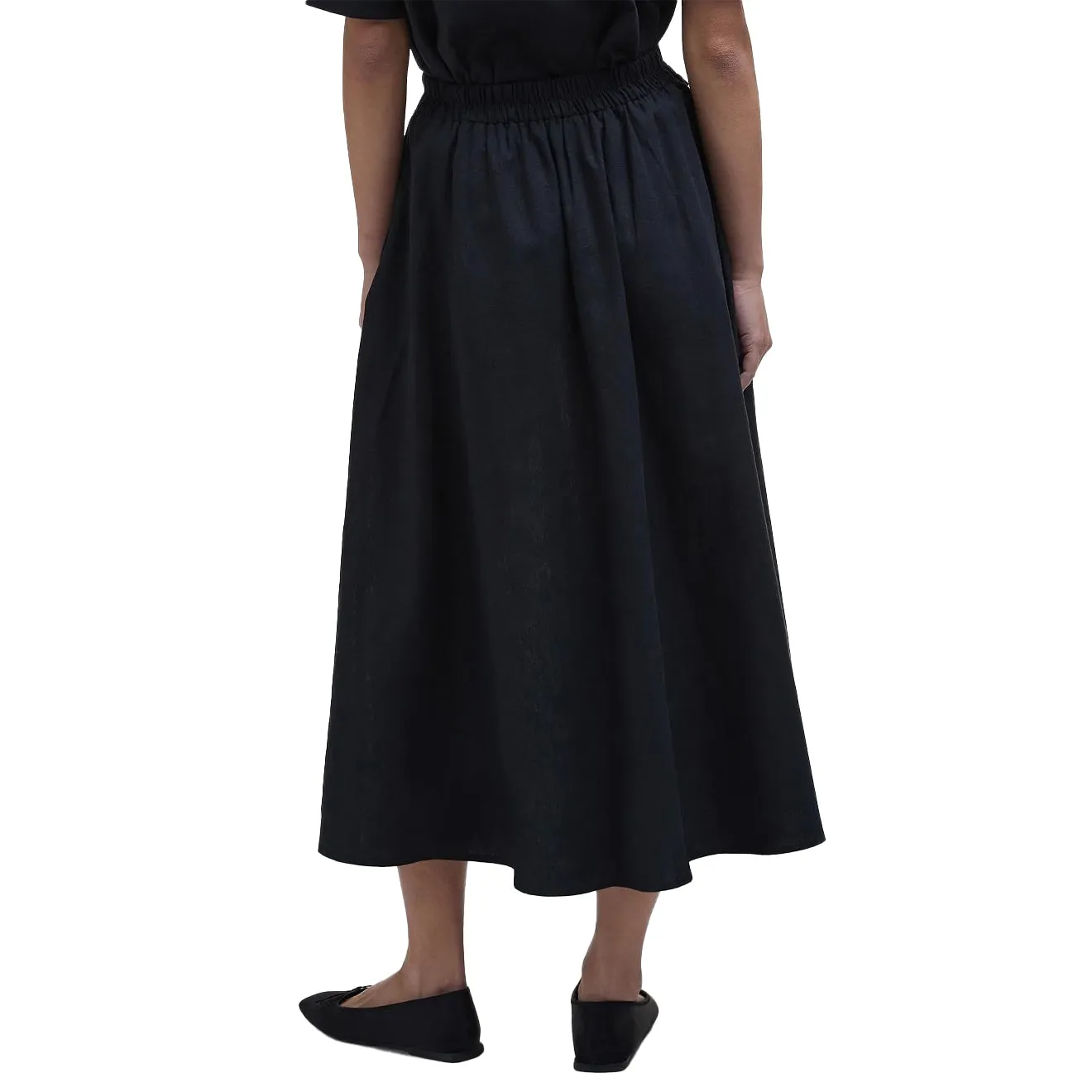 Matte Texture Barbour Womens Elsie Midi Skirt Black