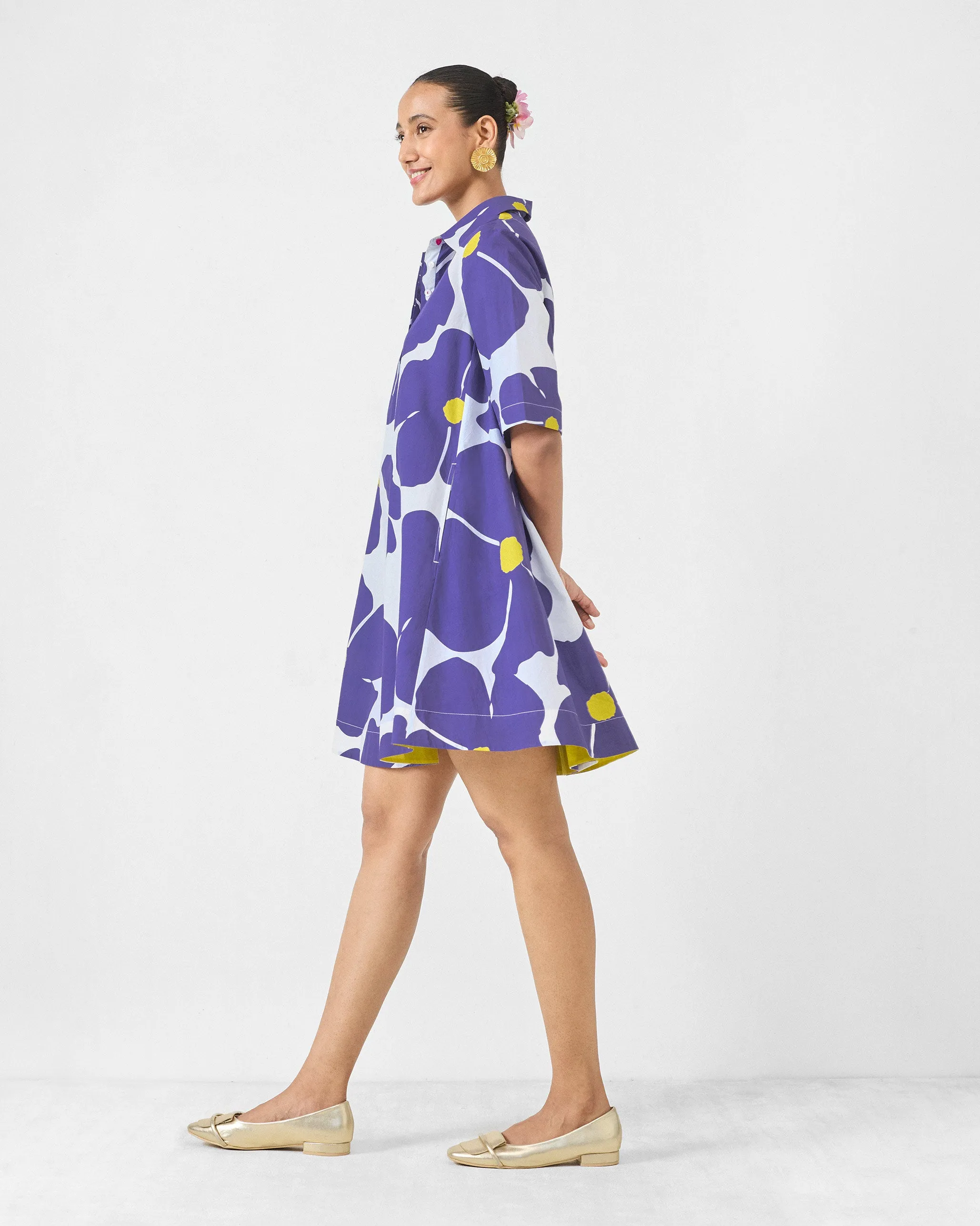 Coastal Chic Stylish Choice Happy Heart Dress - Purple & White Print