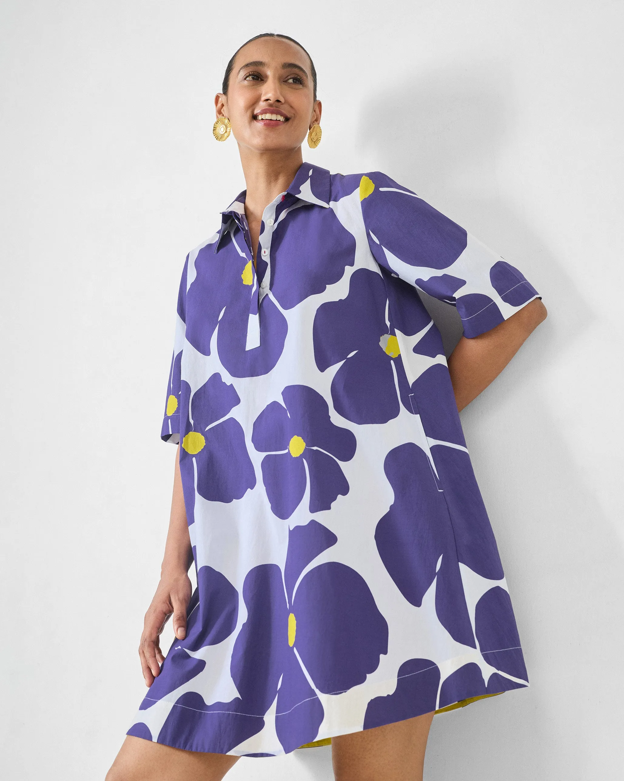 Japan Cool Beauty Zone Happy Heart Dress - Purple & White Print