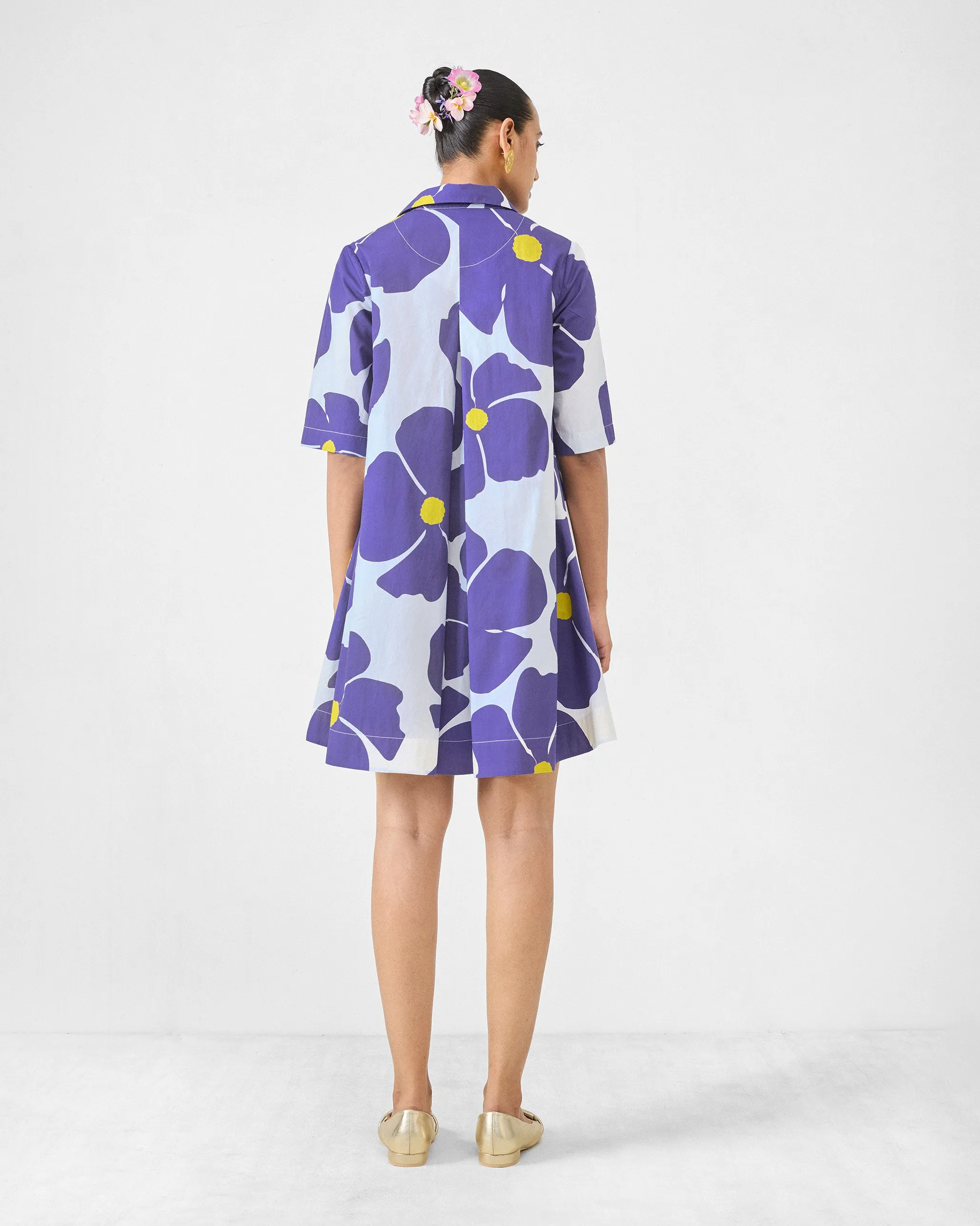 Elegant Layering Happy Heart Dress - Purple & White Print