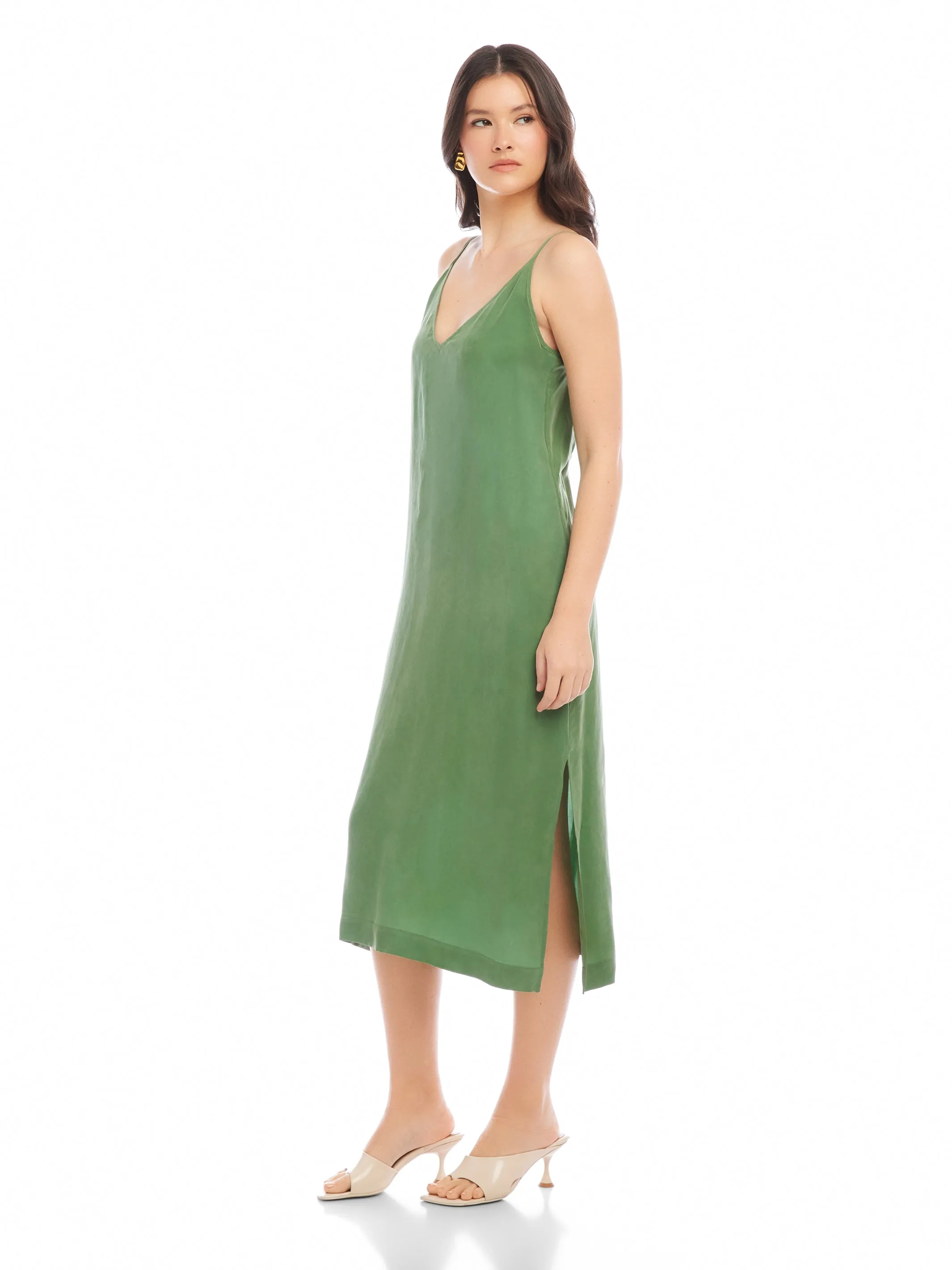 Jordyn Side-Slit Midi Dress Side Tie Evening-Wear