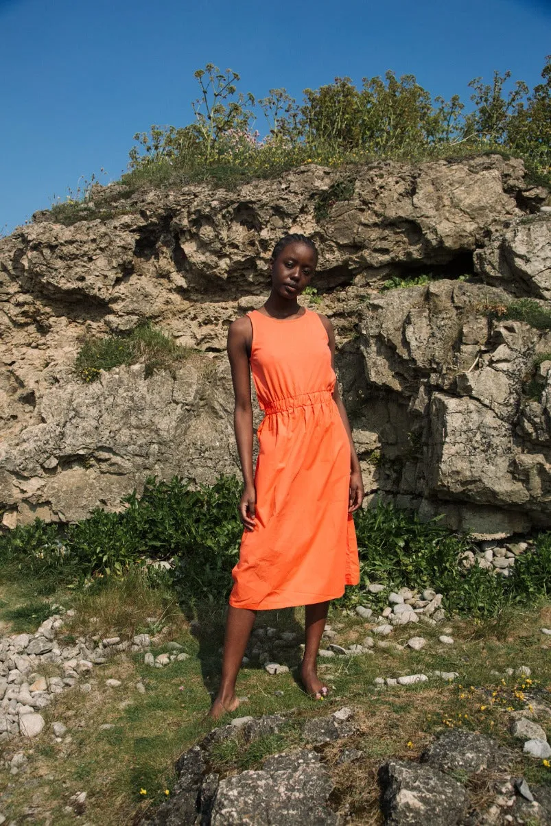 Cece Organic Cotton Dress in Coral WaterRepellentCoating