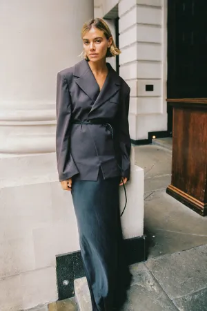 elastic waistband Comfort Mood CHARLI BLACK SATIN MAXI SKIRT