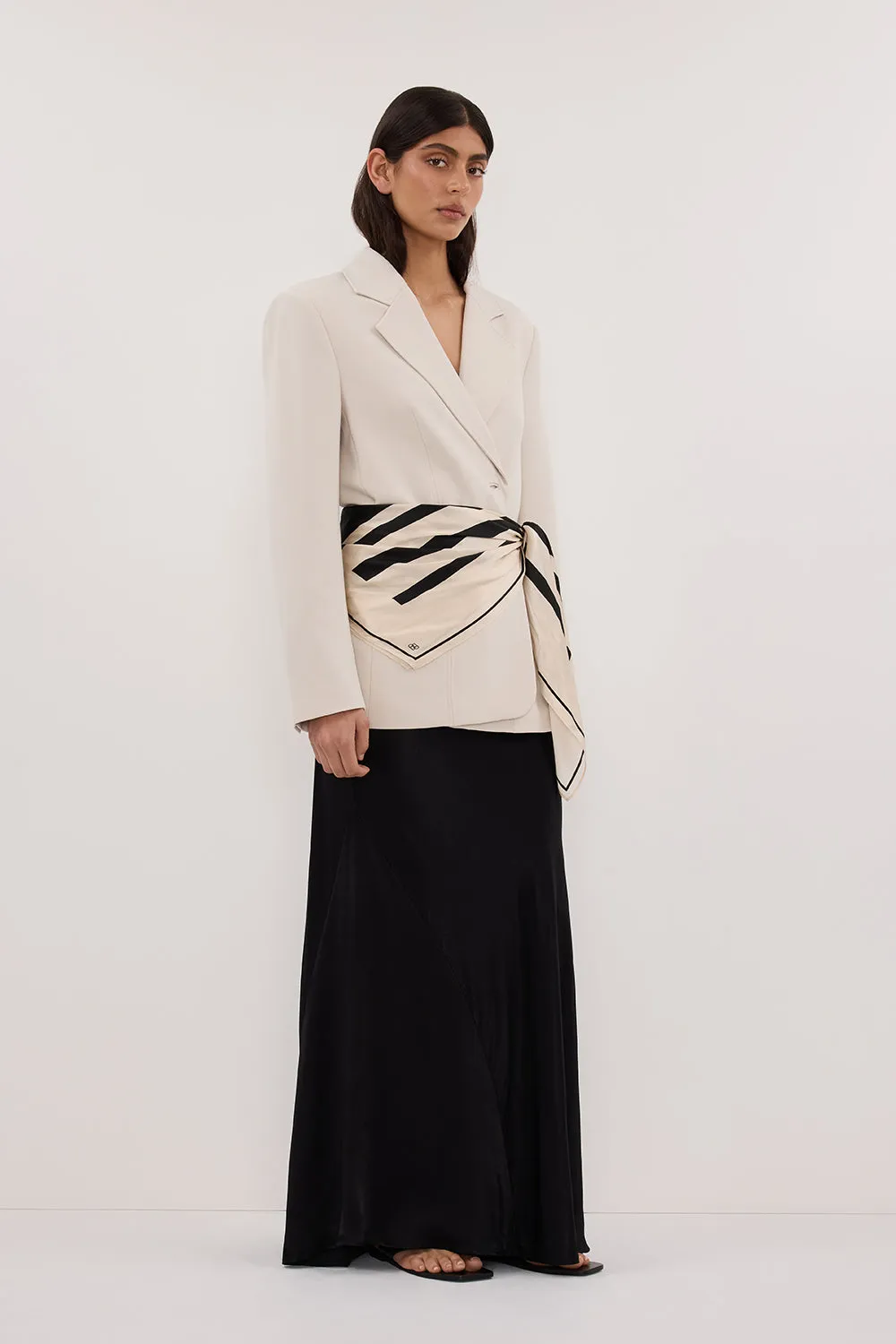 CHARLI BLACK SATIN MAXI SKIRT garden party Flowy Drape