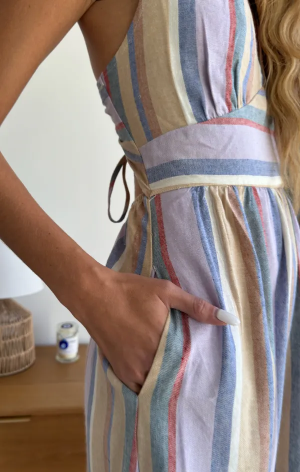 Soft Design Poolside Striped Tie Back Midi