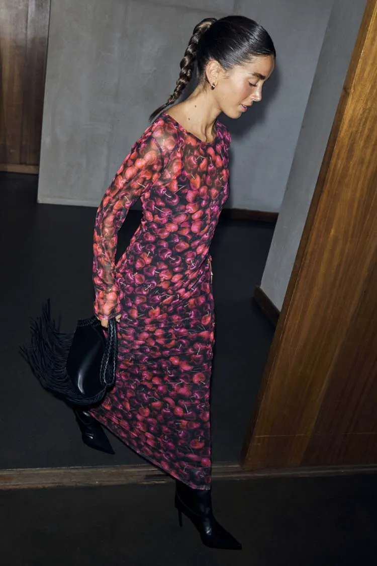 Cherry Mesh Soho Dress Pure Fabric Daily Option