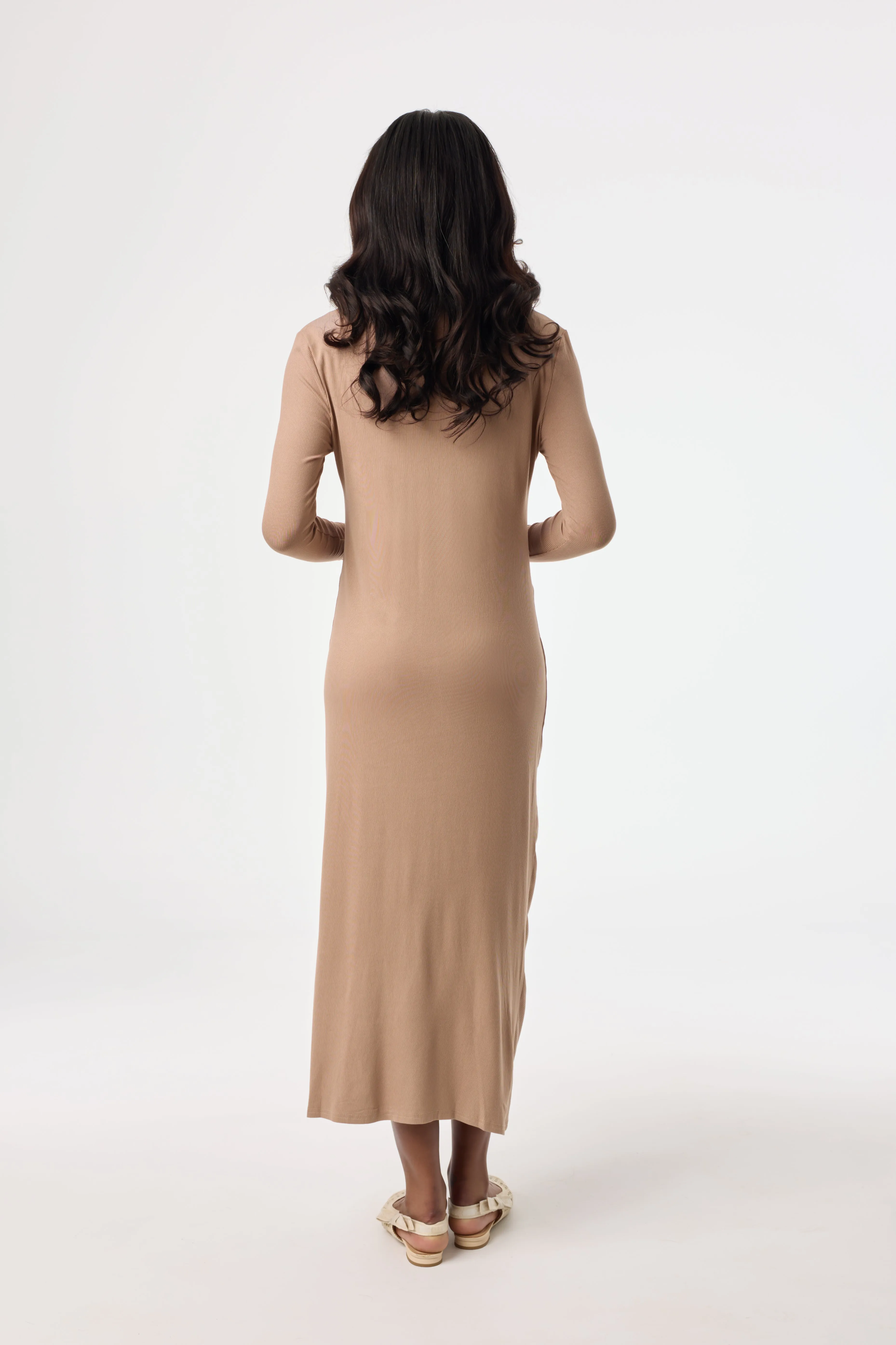 Chestnut Ruched Cardi Maxi Dress Villa Mood