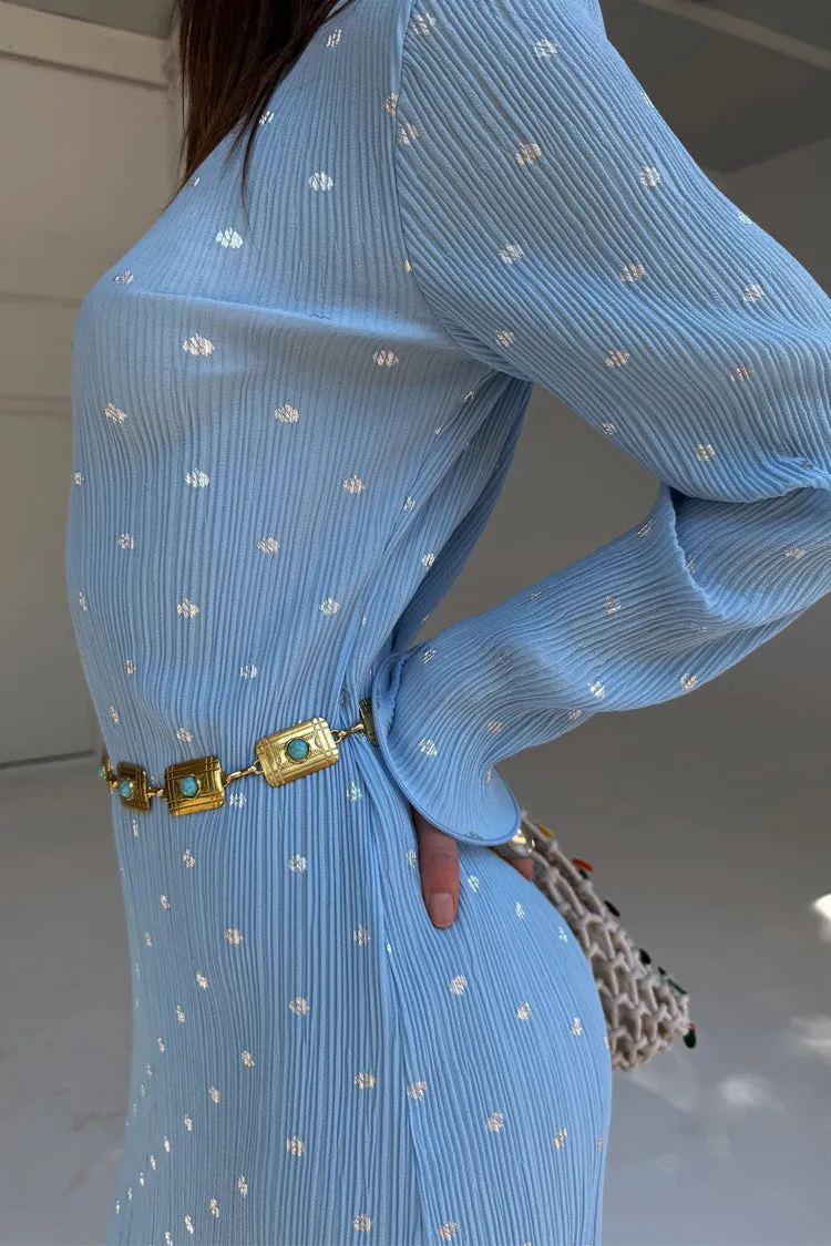 Minimalist Design Stylish party wear Blue Plisse Chloe Dress