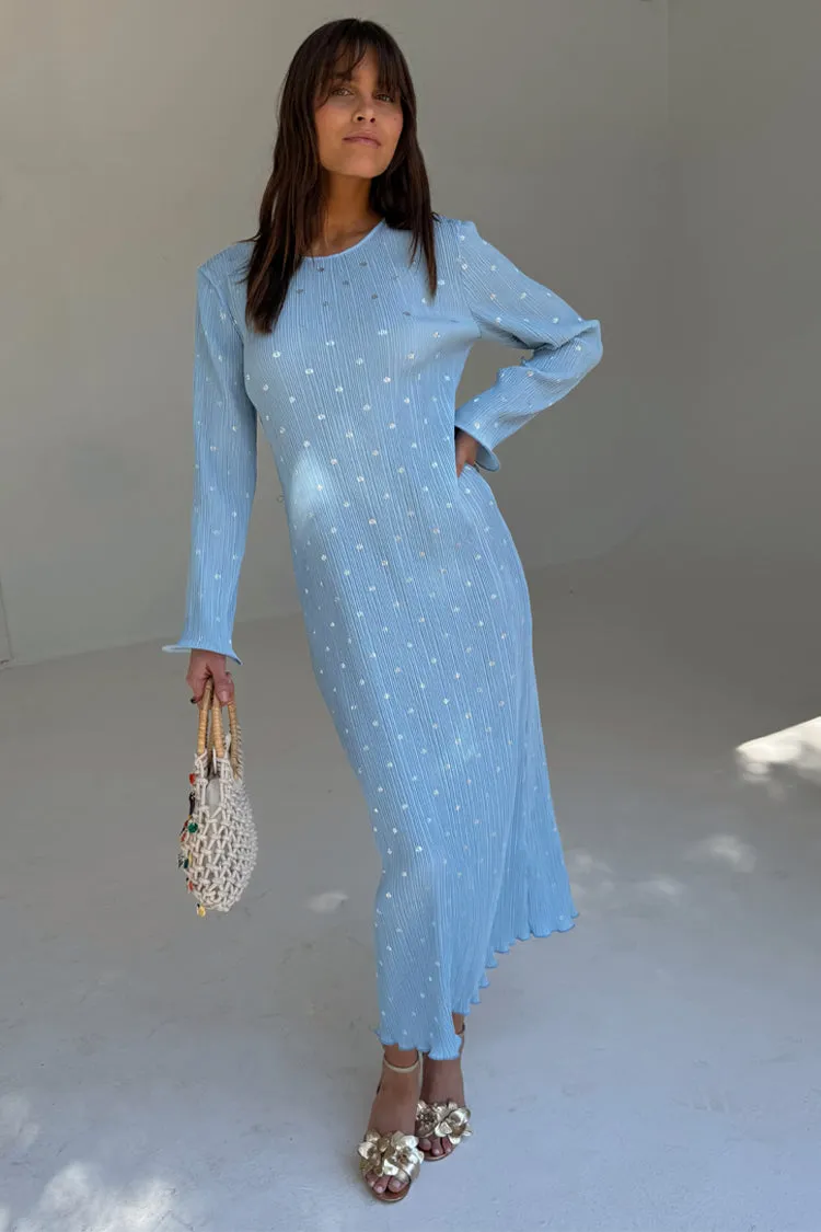 Blue Plisse Chloe Dress Gradient Shade