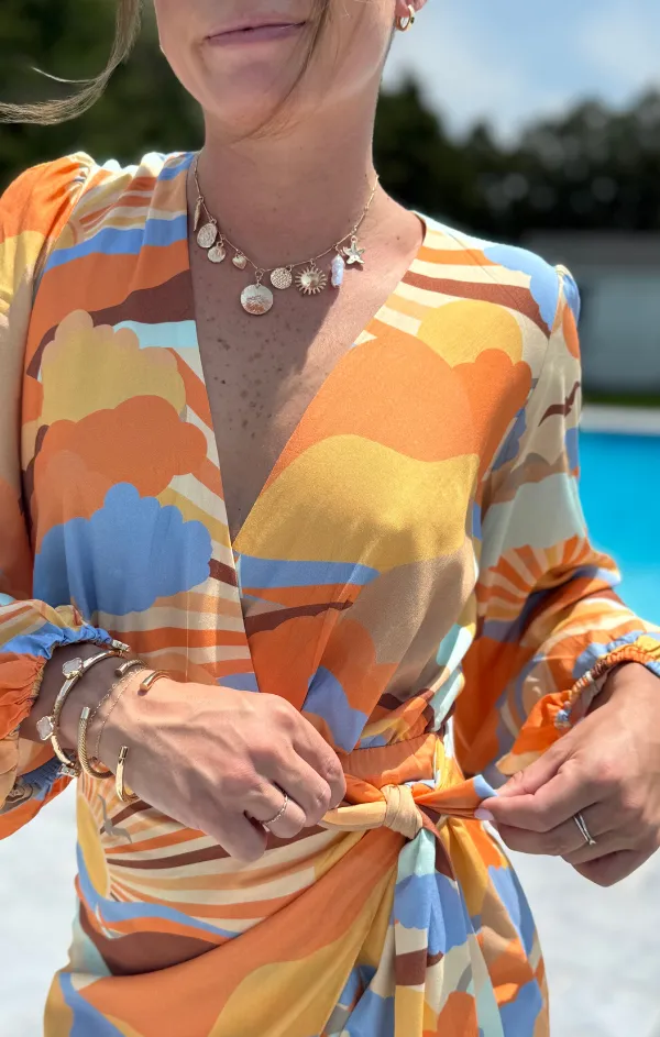 Tulle Flow Sunset Long Sleeve Mini