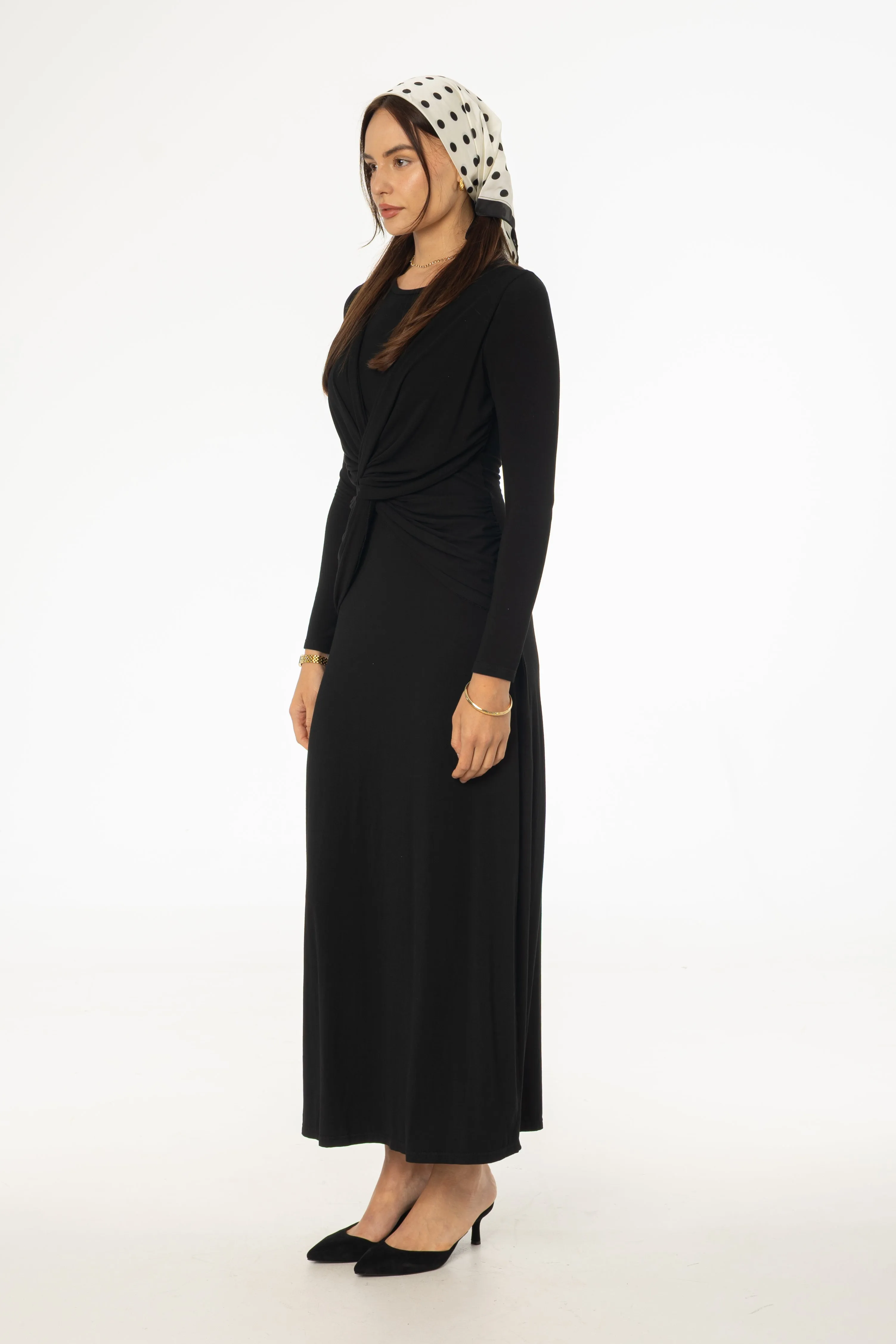 Black Knot Crossover Maxi Dress Relaxed and stylish