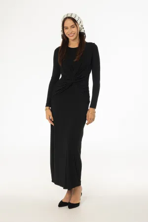 Black Knot Crossover Maxi Dress Chic and Flattering Rhinestone-Detail
