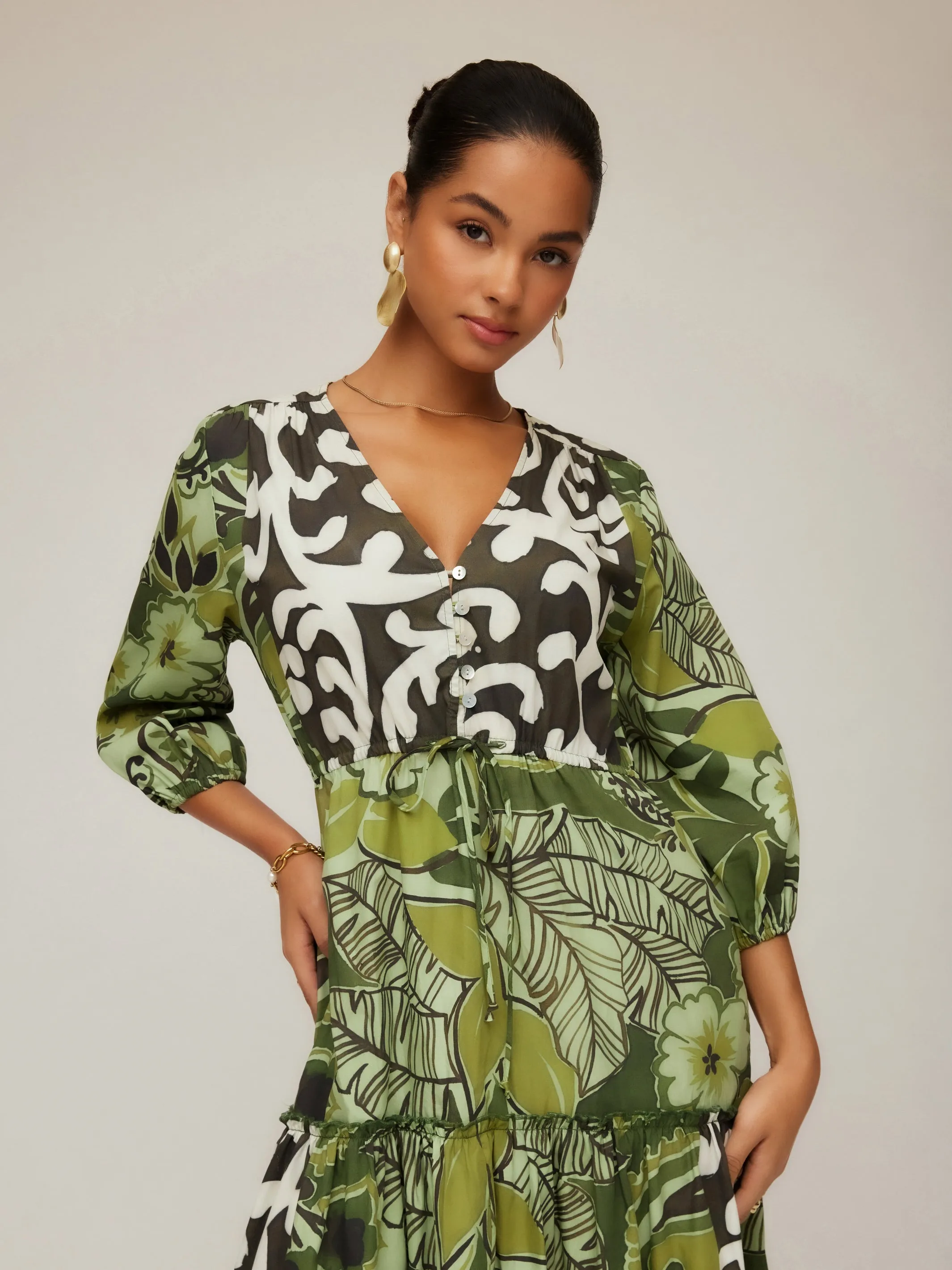 Relaxed Waist Fit Nicki Tiered Ruffle Hem Dress